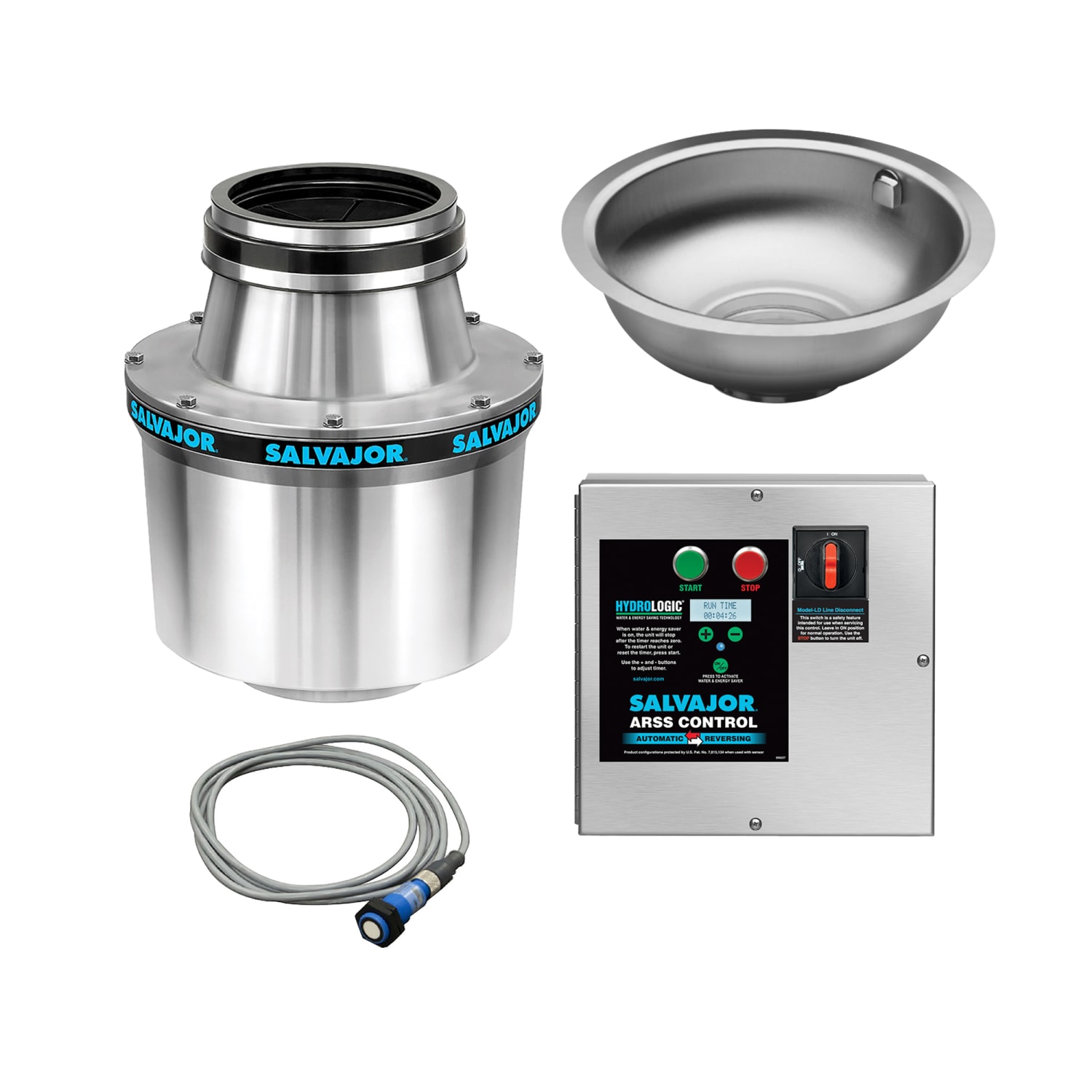 Salvajor 100-CA-15-WSP Water-Saving Disposer Package w/ 15 Cone - 1 HP Motor, 115v, Chrome
