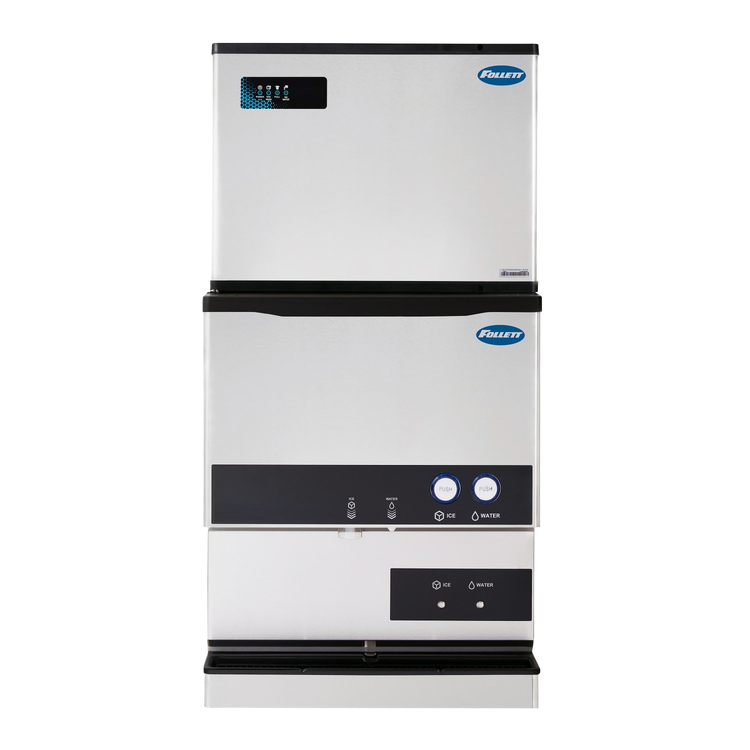 Follett ID-C220-30 Countertop Water & Cube Ice Dispenser for Commercial Ice Machines - 220 lb Storage, Cup Fill, 115v, Stainless Steel