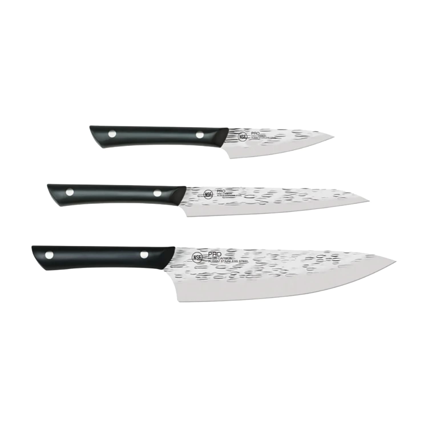 Kai 3 Piece Knife Set w/ Black POM Handle, Carbon Steel