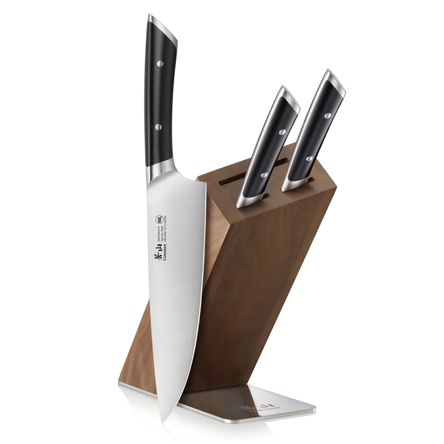Cangshan Cutlery 503220 HELENA 3 Piece Knife Set w/ Wood Block, Stainless Steel