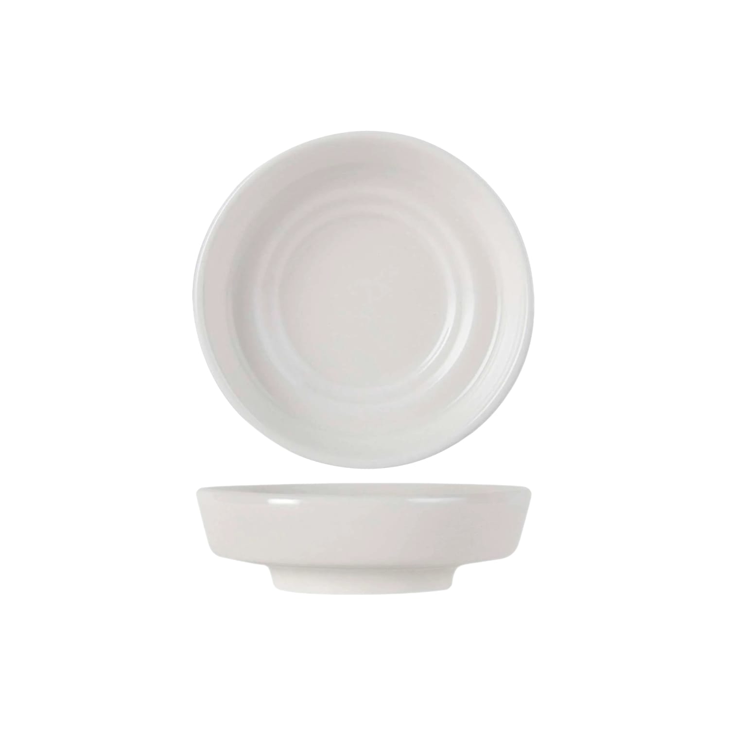 Tuxton AMU-750 1 3/8 oz Round AlumaTux Salt Dish - China, Pearl White, 4 Dozen