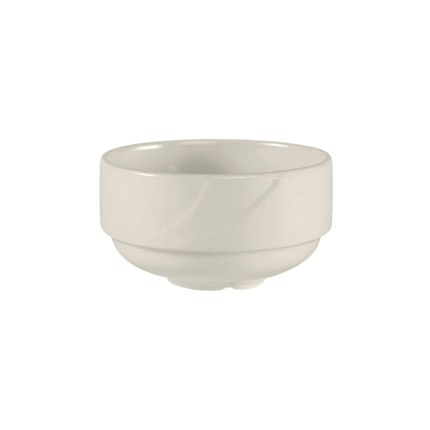 Tuxton ASU-043 10 1/2 oz Round AlumaTux San Marino Stackable Soup Bowl - China, Pearl White, 2 Dozen