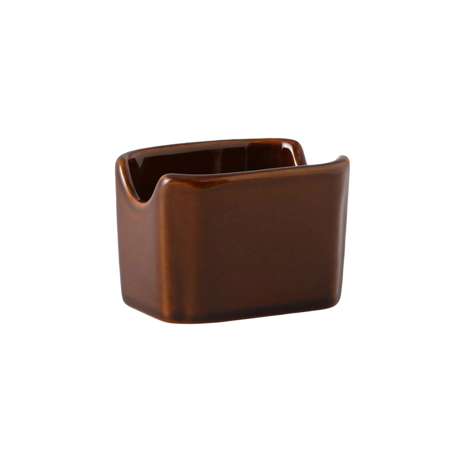Tuxton BAQ-034 Rectangular Sugar Caddy - China, Caramel, Brown, 1 Dozen