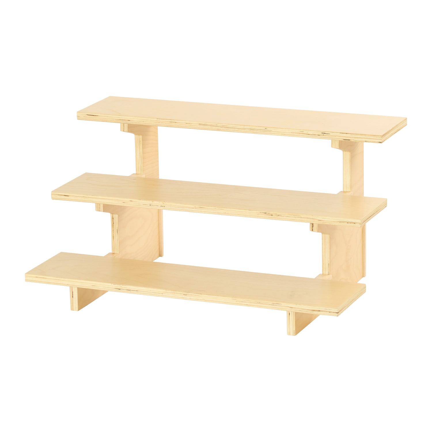 Cal-Mil 25230-93 3 Tier Straight Display Shelf - 29 x 18 1/2 x 15 1/4, Wood, Natural, Beige
