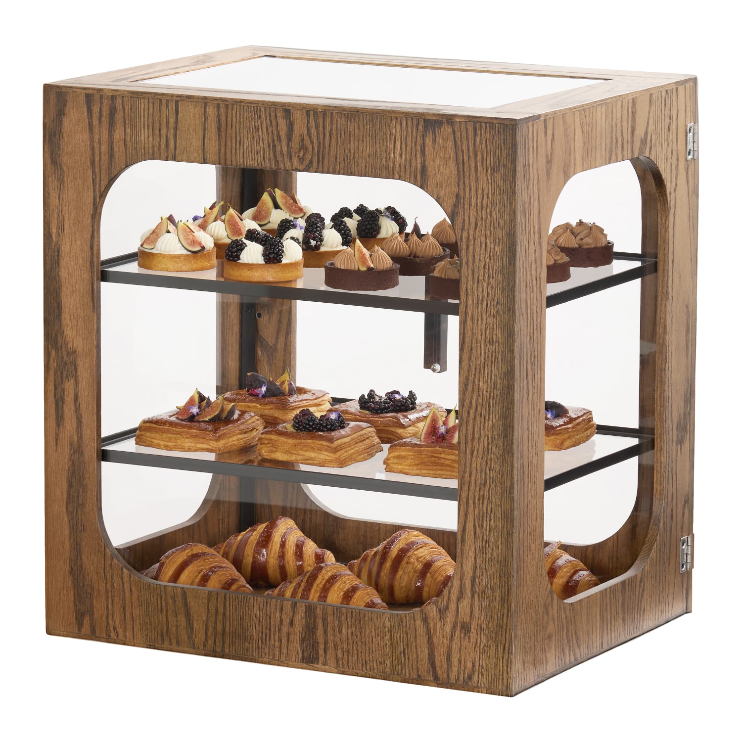 Cal-Mil 27008-136 3 Tier Pastry Display Case - 22 x 18 x 23, Wood, Chocolate Brown