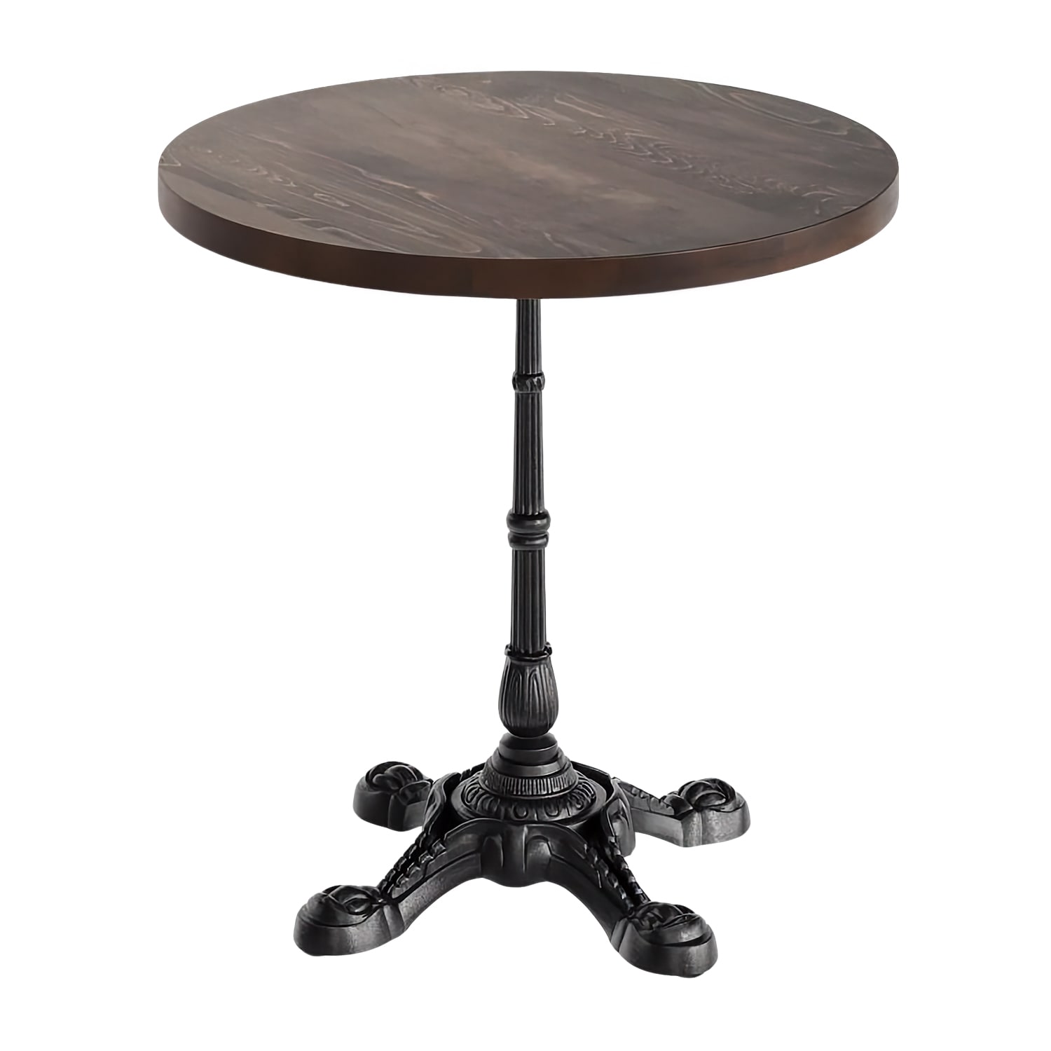 Flash Furniture GSF-RD30-DKBRN-SDAT2222-GG 30 Round Dining Height Table - Dark Brown Wood Top, Black Cast Iron Base