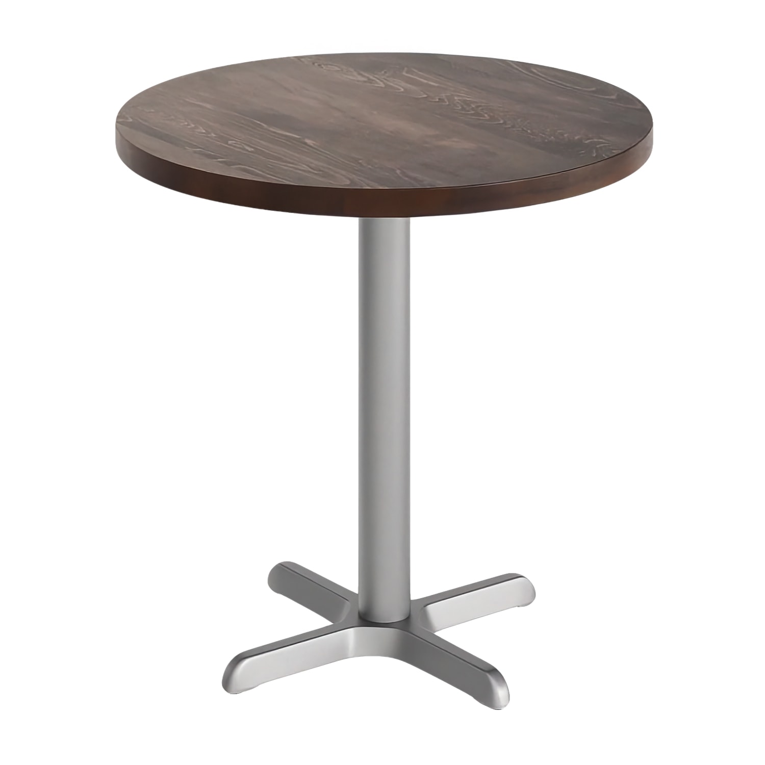 Flash Furniture GSF-RD30-DKBRN-T2222S-GG 30 Round Dining Height Table - Dark Brown Wood Top, Silver Cast Iron Base