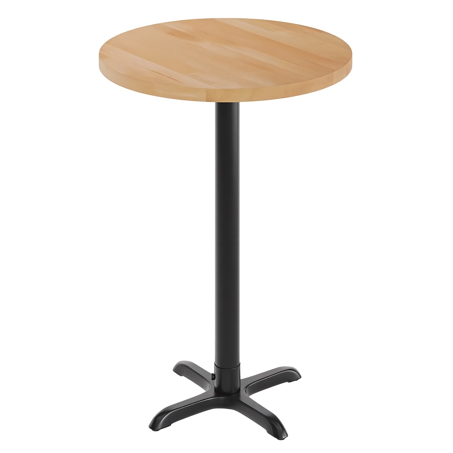 Flash Furniture GSF-RD30-NAT-T2222B-GG 30 Round Bar Height Table - Natural Wood Top, Black Cast Iron Base