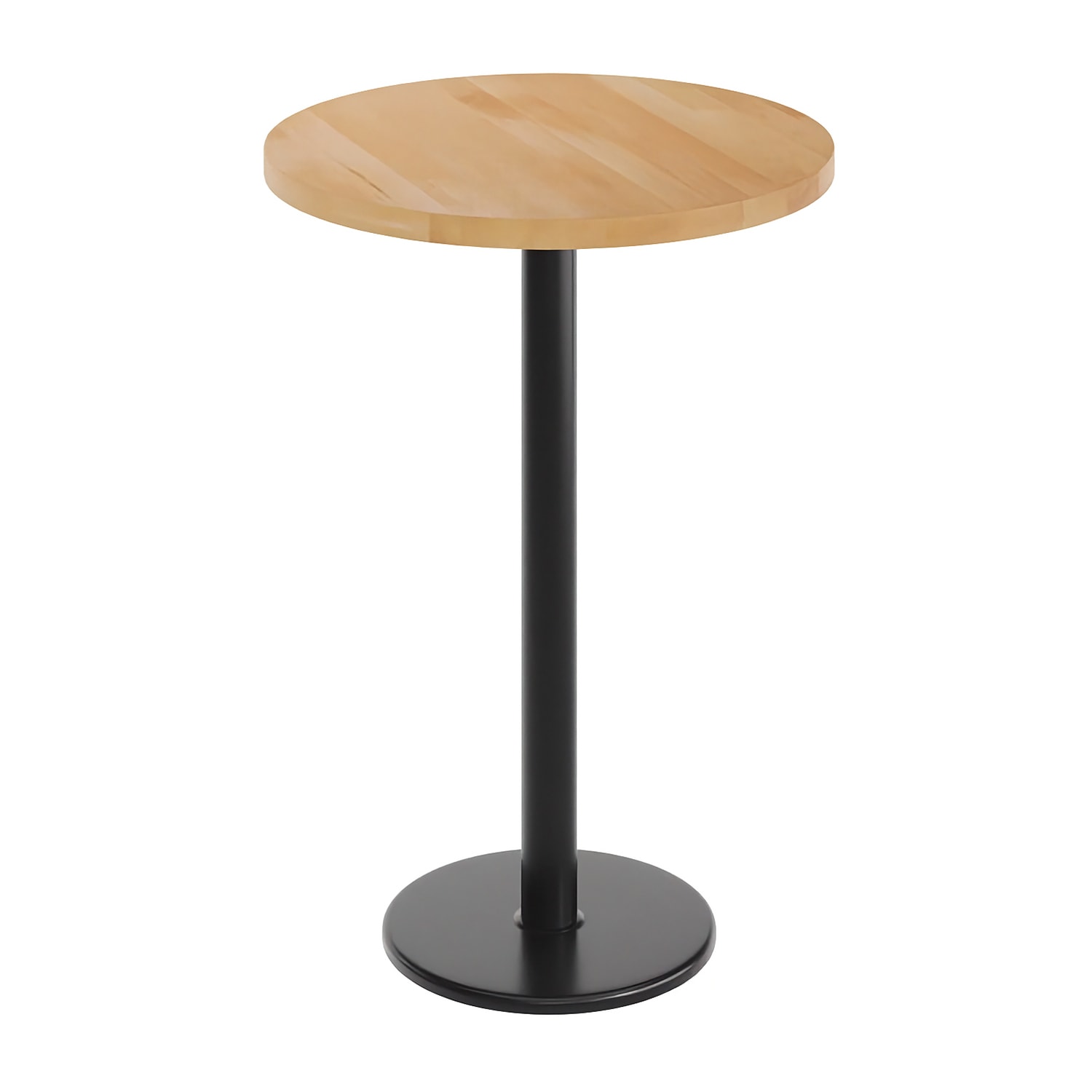 Flash Furniture GSF-RD30-NAT-TR18B-GG 30 Round Bar Height Table - Natural Wood Top, Black Cast Iron Base