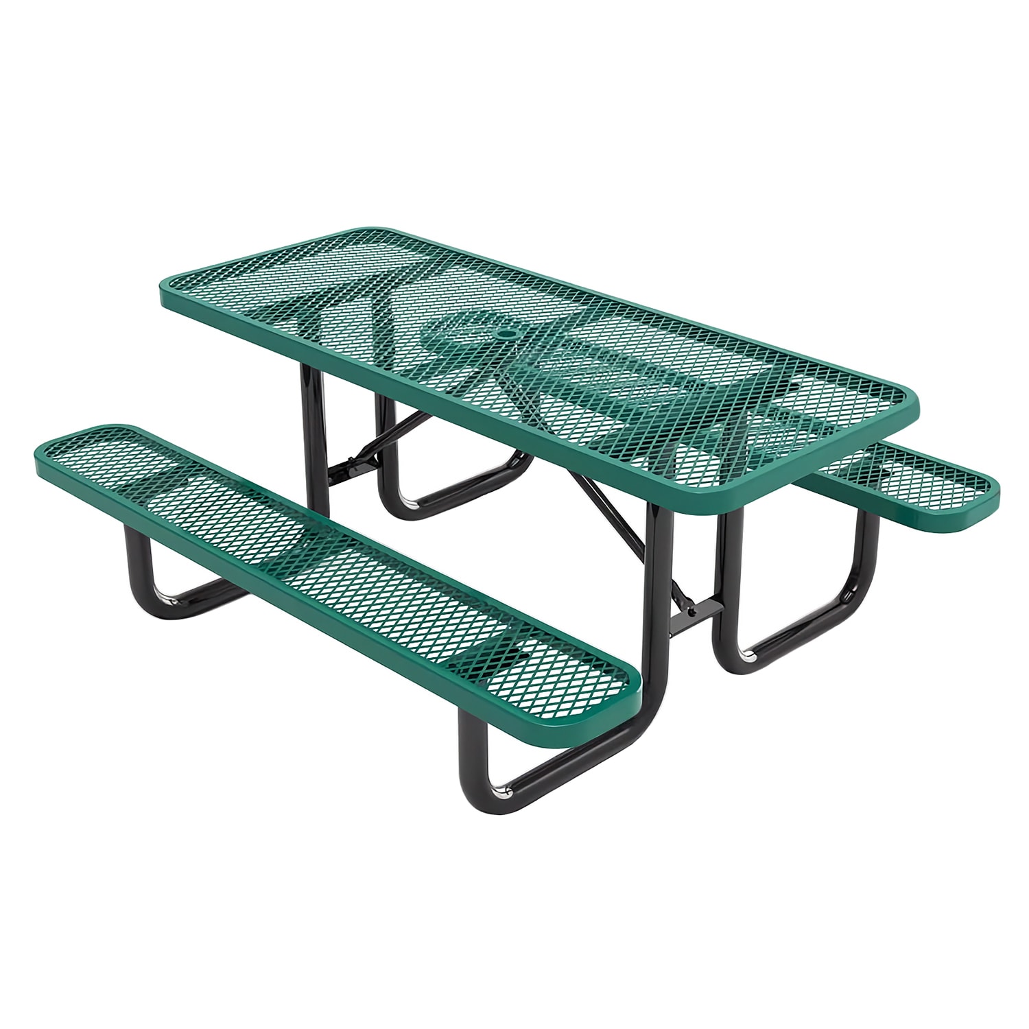Flash Furniture SLF-EML-72-GN-GG Rectangular Picnic Table & 2 Bench Seats - 72 1/4 x 61 3/4, Metal, Green