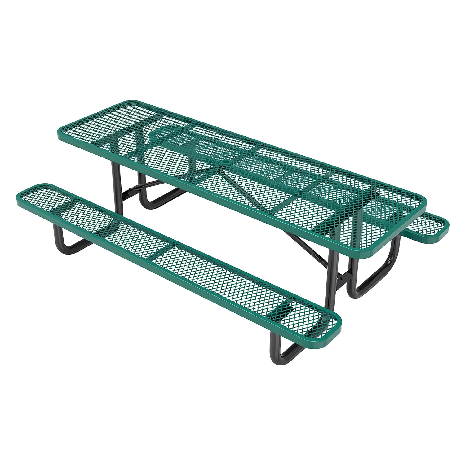 Flash Furniture SLF-EML-96-GN-GG Rectangular Picnic Table & 2 Bench Seats - 95 3/4 x 57 1/2, Metal, Green