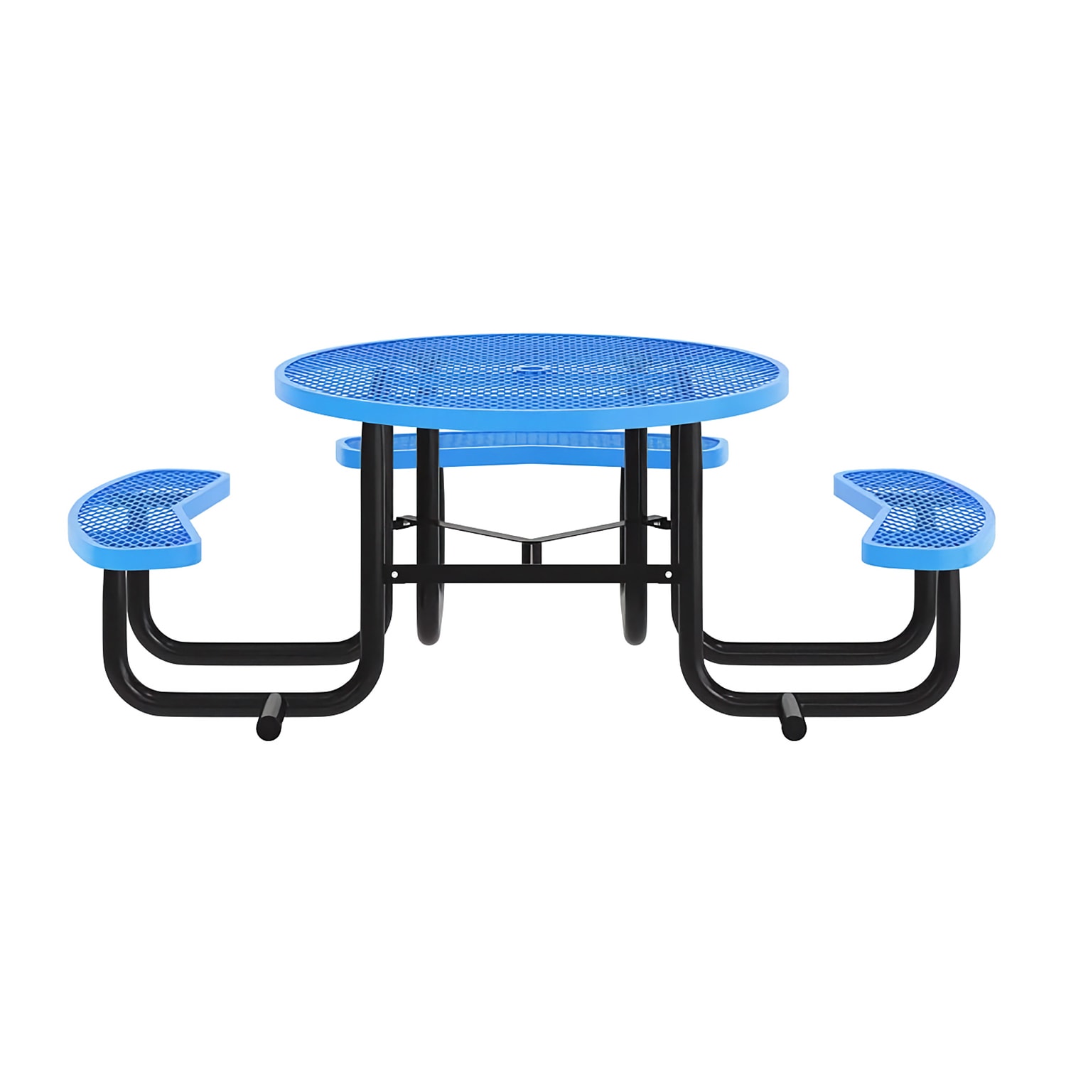 Flash Furniture SLF-EMR-46ADA-BL-GG 46 Round Picnic Table & 3 Bench Seats w/ Wheelchair Access & Umbrella Hole - Metal, Blue