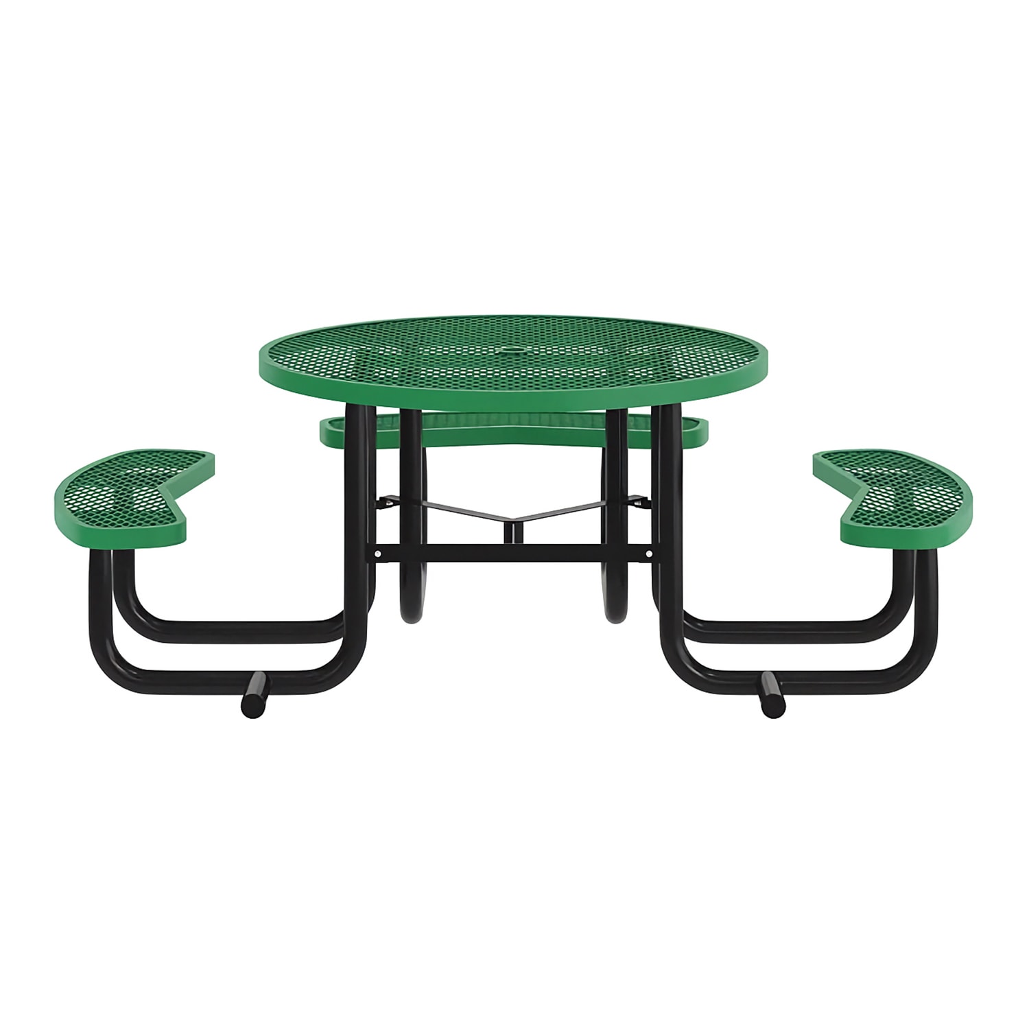 Flash Furniture SLF-EMR-46ADA-GN-GG 46 Round Picnic Table & 3 Bench Seats w/ Wheelchair Access & Umbrella Hole - Metal, Green