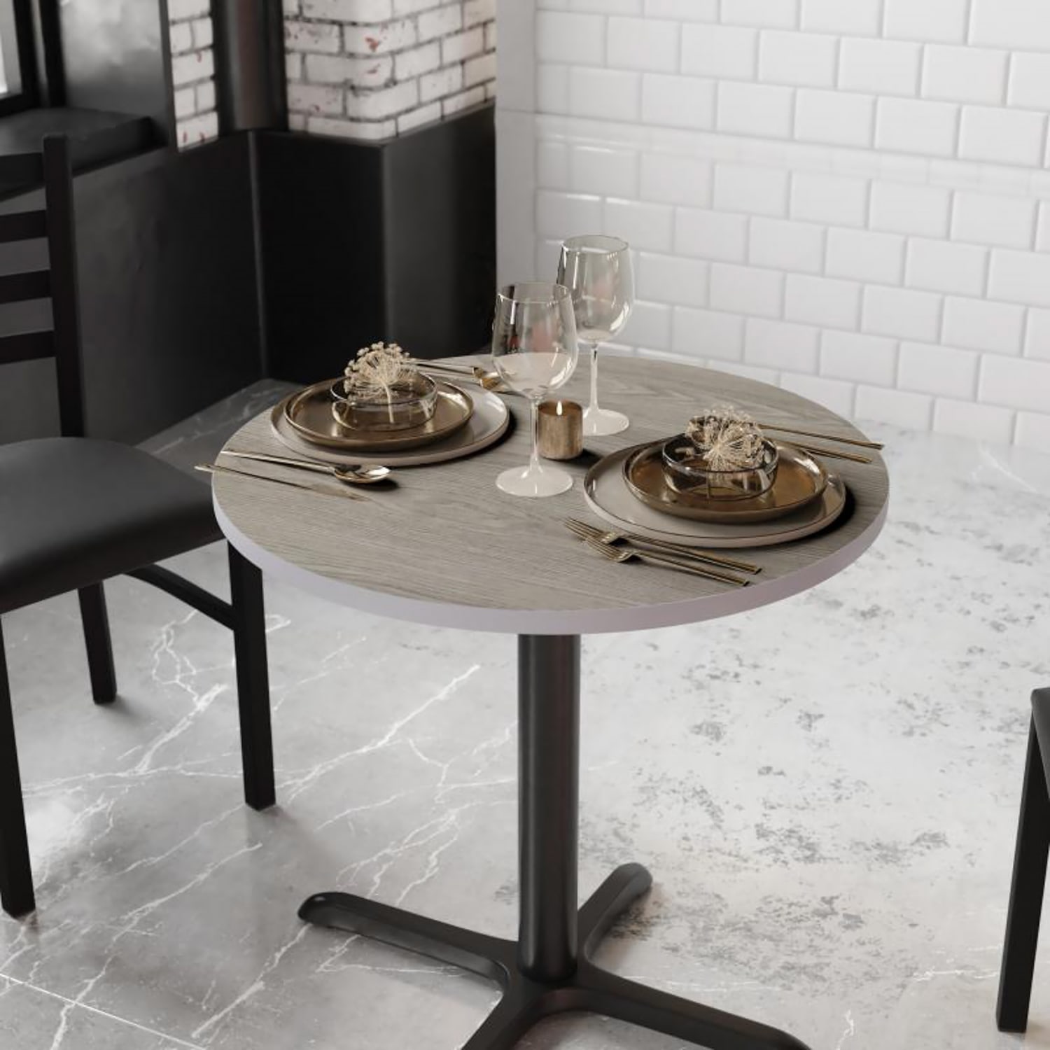 Flash Furniture XU-RD-30-WHGY-GG 30 Round Reversible Laminate Table Top, White/Gray, Multi-Colored, 1.13 in