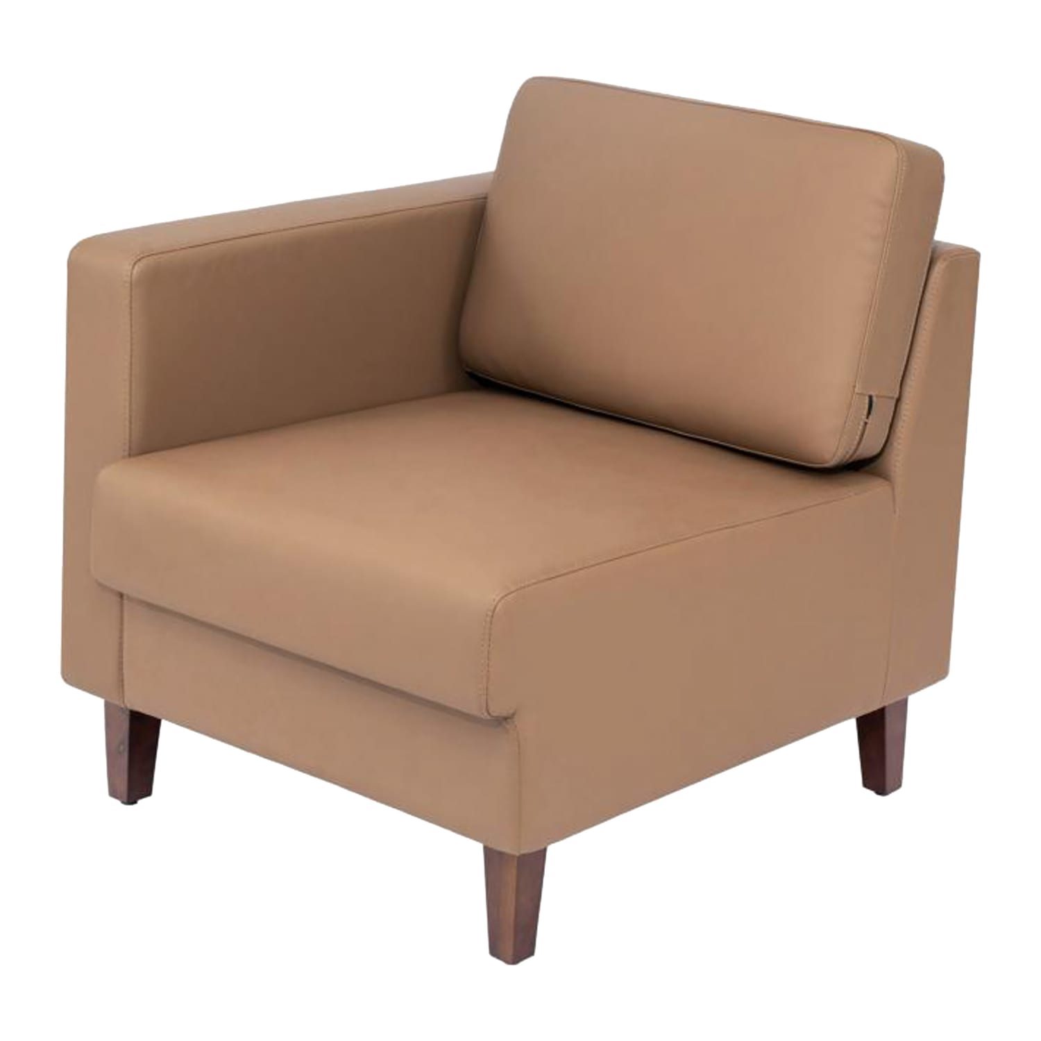 Flash Furniture ZB-8921C-LA-COGNAC-GG Reception Left Arm Chair - Cognac Leather Soft Upholstery, Walnut Wood Legs, Brown