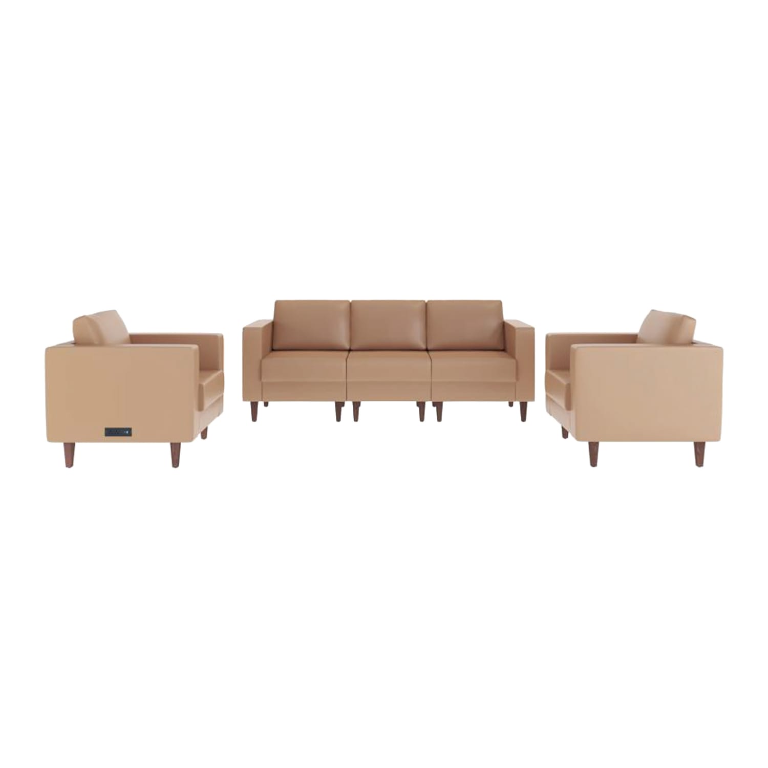 Flash Furniture ZB-8921-SET3-COGNAC-GG 3 Piece Sofa Set - Cognac Leather Soft Upholstery, Walnut Wood Legs, Brown