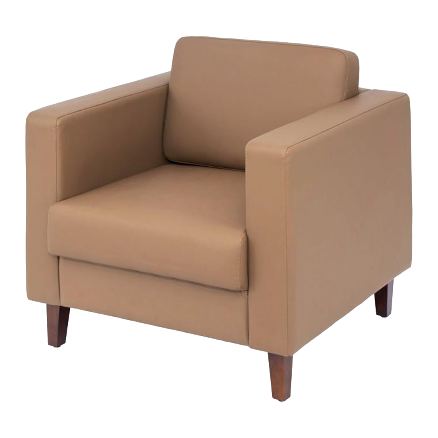 Flash Furniture ZB-8921-1S-COGNAC-GG Reception Arm Chair - Cognac Leather Soft Upholstery, Walnut Wood Legs, Brown
