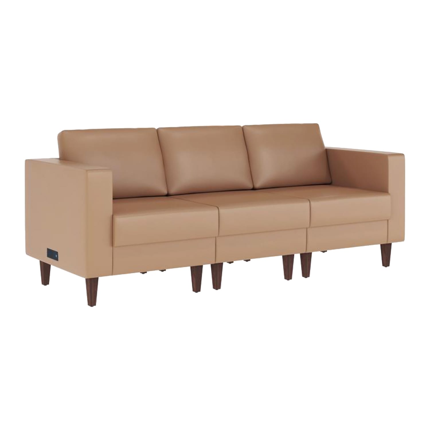 Flash Furniture ZB-8921-3S-COGNAC-GG 84 3/4 Reception Sofa - Cognac Leather Soft Upholstery, Walnut Wood Legs, Brown
