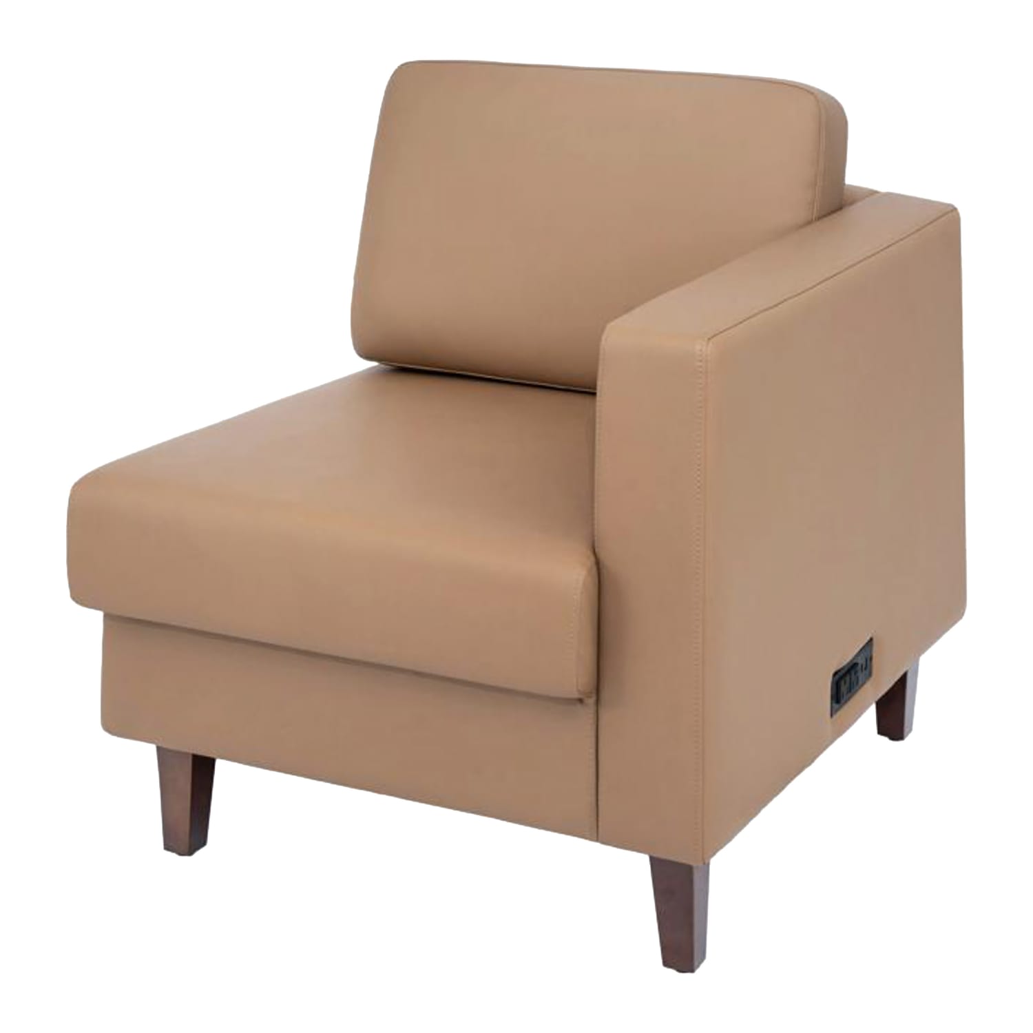 Flash Furniture ZB-8921C-RA-COGNAC-GG Reception Right Arm Chair - Cognac Leather Soft Upholstery, Walnut Wood Legs, Brown