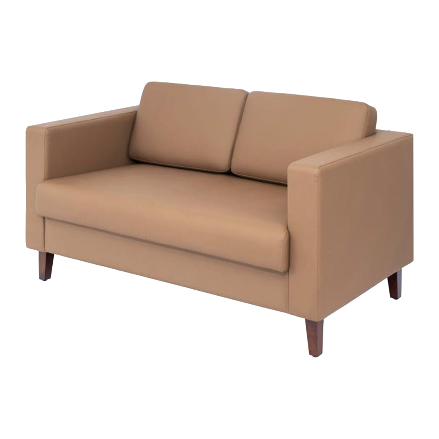 Flash Furniture ZB-8921-2S-COGNAC-GG Reception Loveseat - Cognac Leather Soft Upholstery, Walnut Wood Legs, Brown