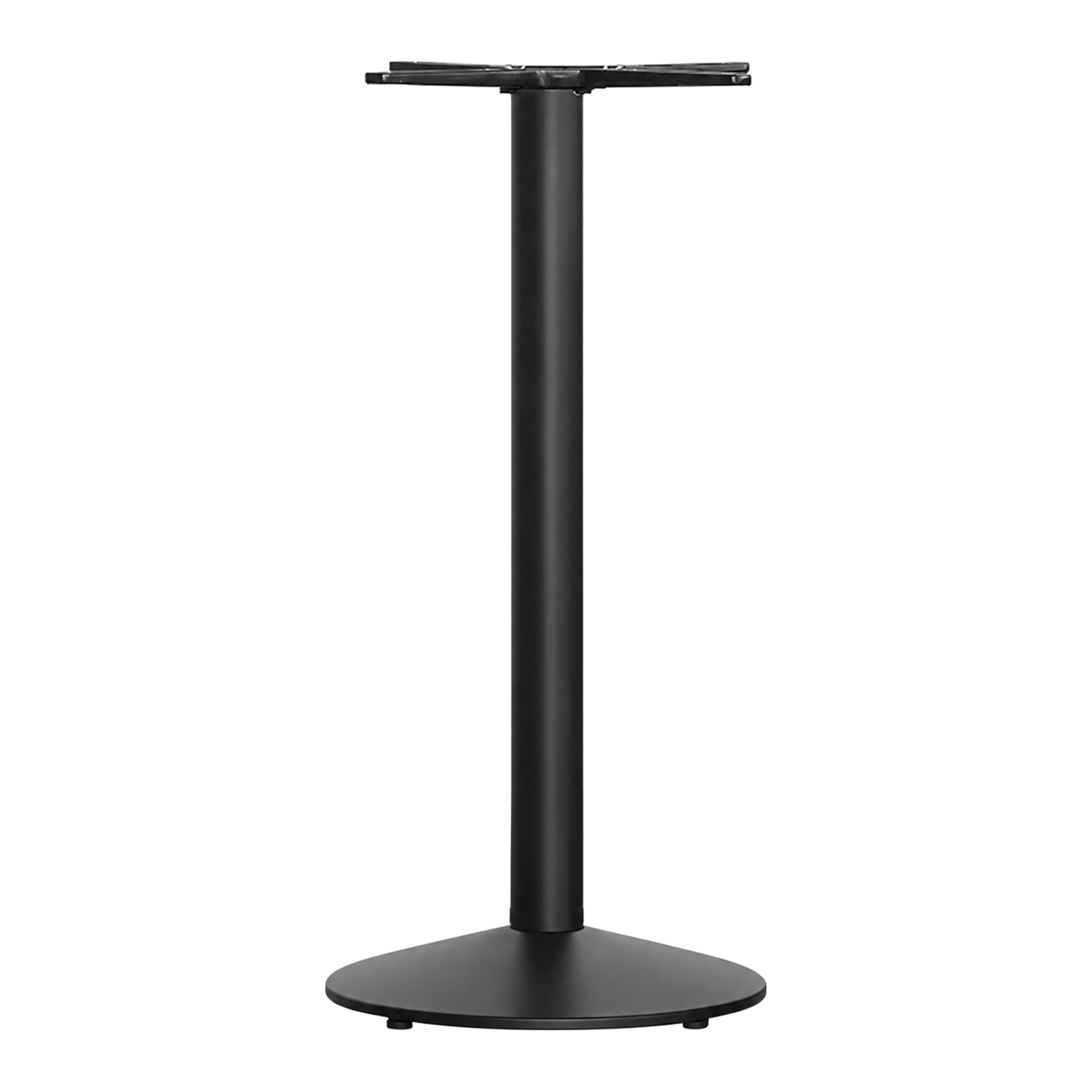Oak Street B21DISCNR-BAR 40 7/10H Bar Height Table Base for 30 Round & 24 Square Table Tops - Steel, Black