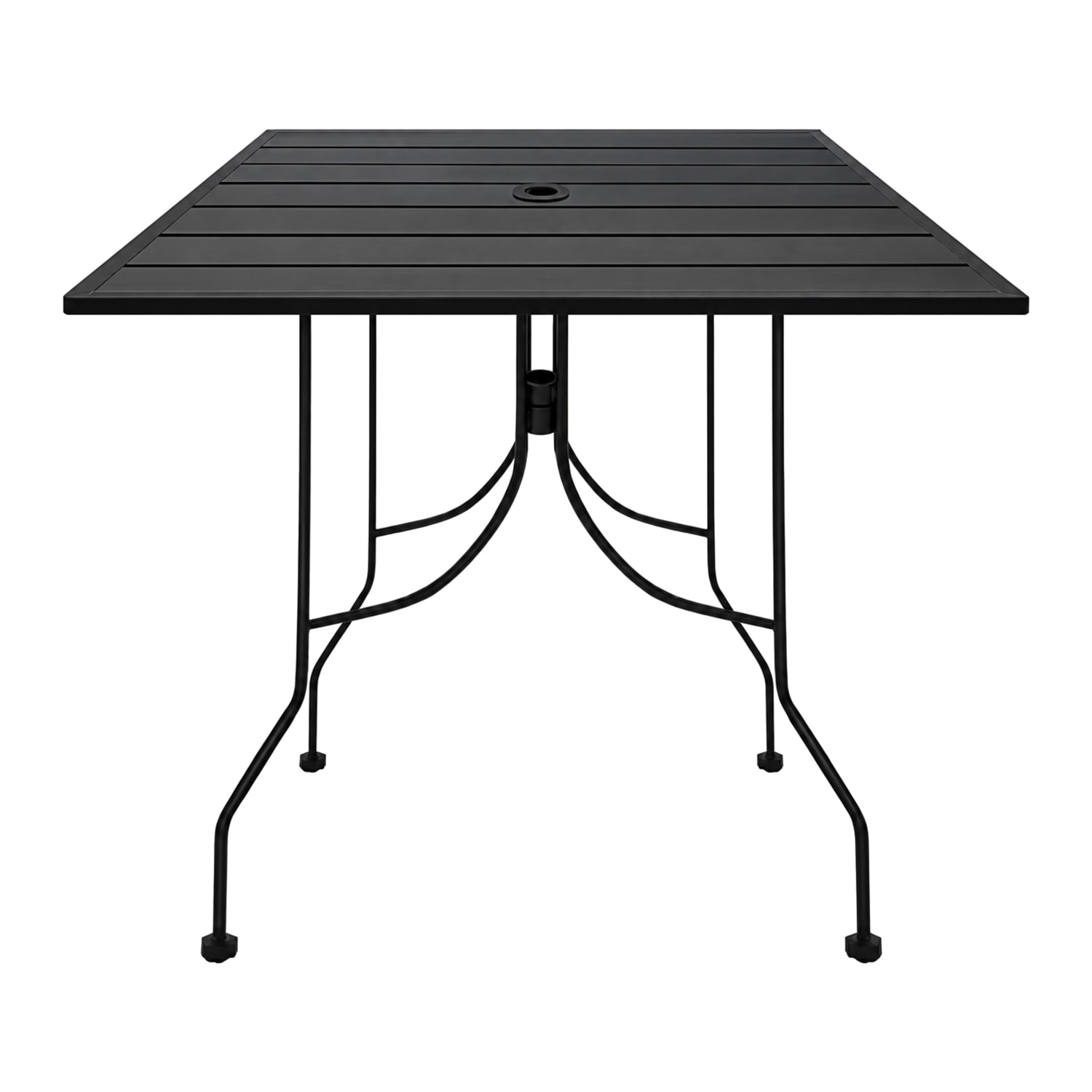 Oak Street OB3636-BAR 36 Square Indoor/Outdoor Bar Height Table w/ Umbrella Hole - Steel, Matte Black