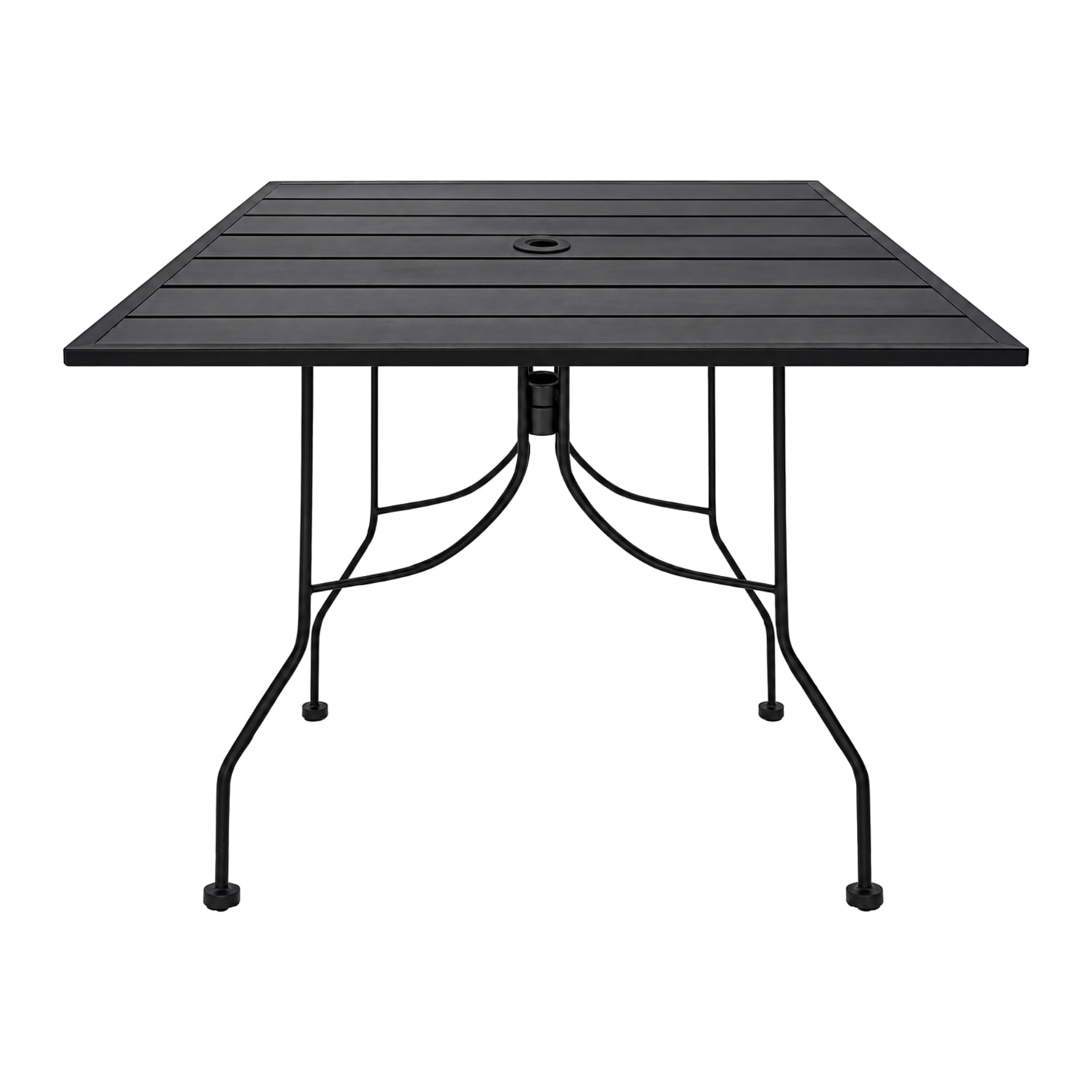 Oak Street OB3636-STD 36 Square Indoor/Outdoor Dining Height Table w/ Umbrella Hole - Steel, Matte Black