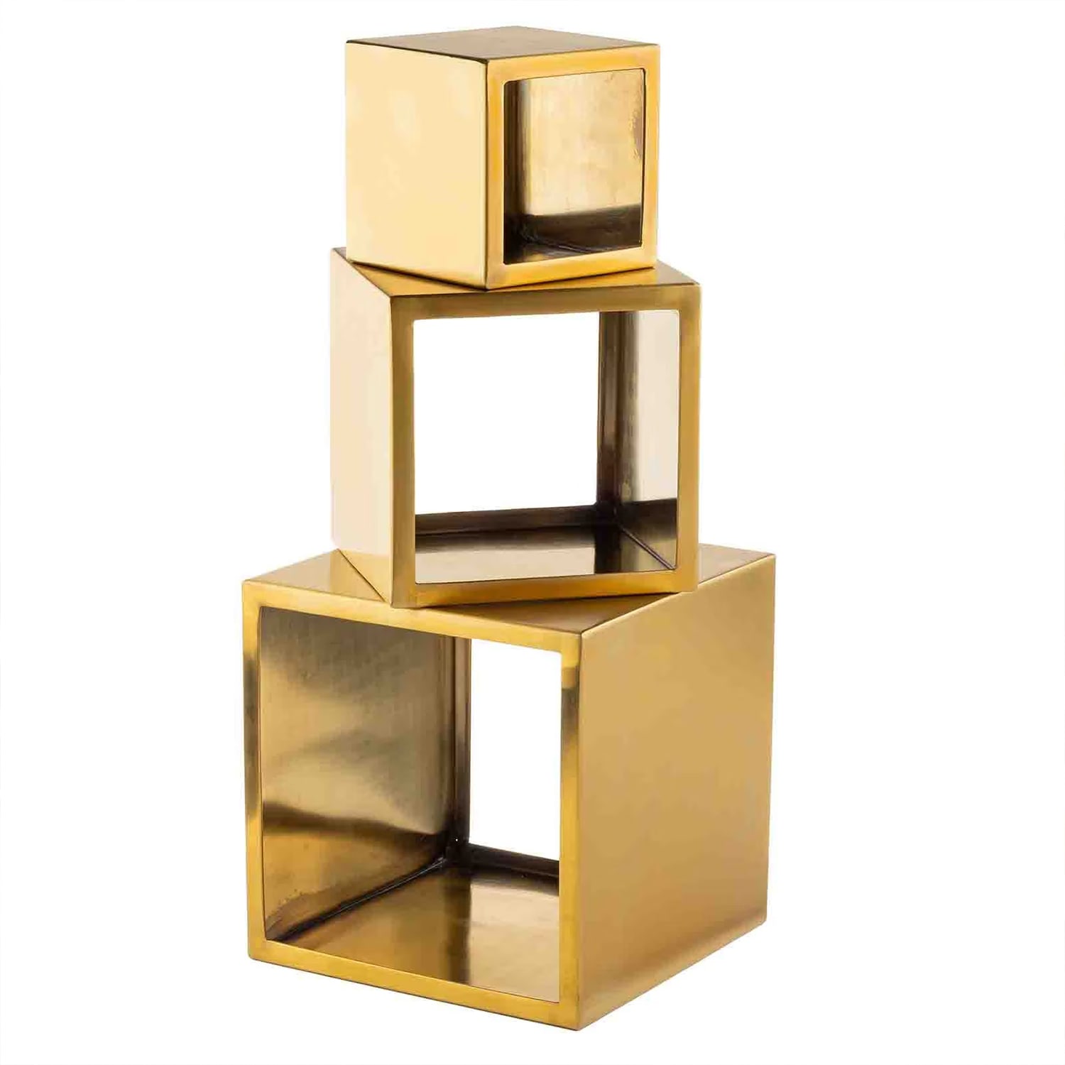 Tablecraft 12707 3 Piece Square Riser Set - Stainless Steel, Gold