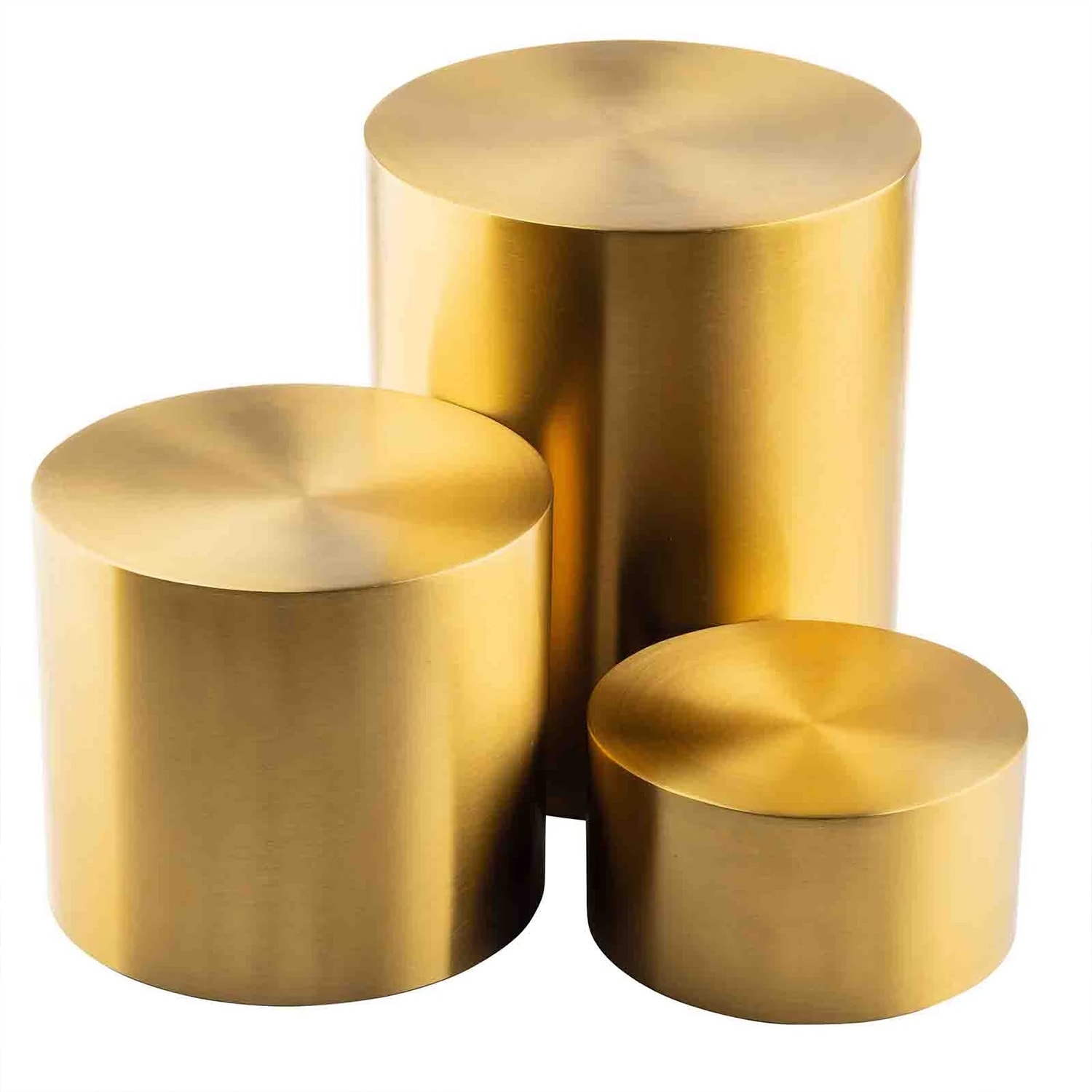 Tablecraft 12706 3 Piece Round Riser Set - Stainless Steel, Gold