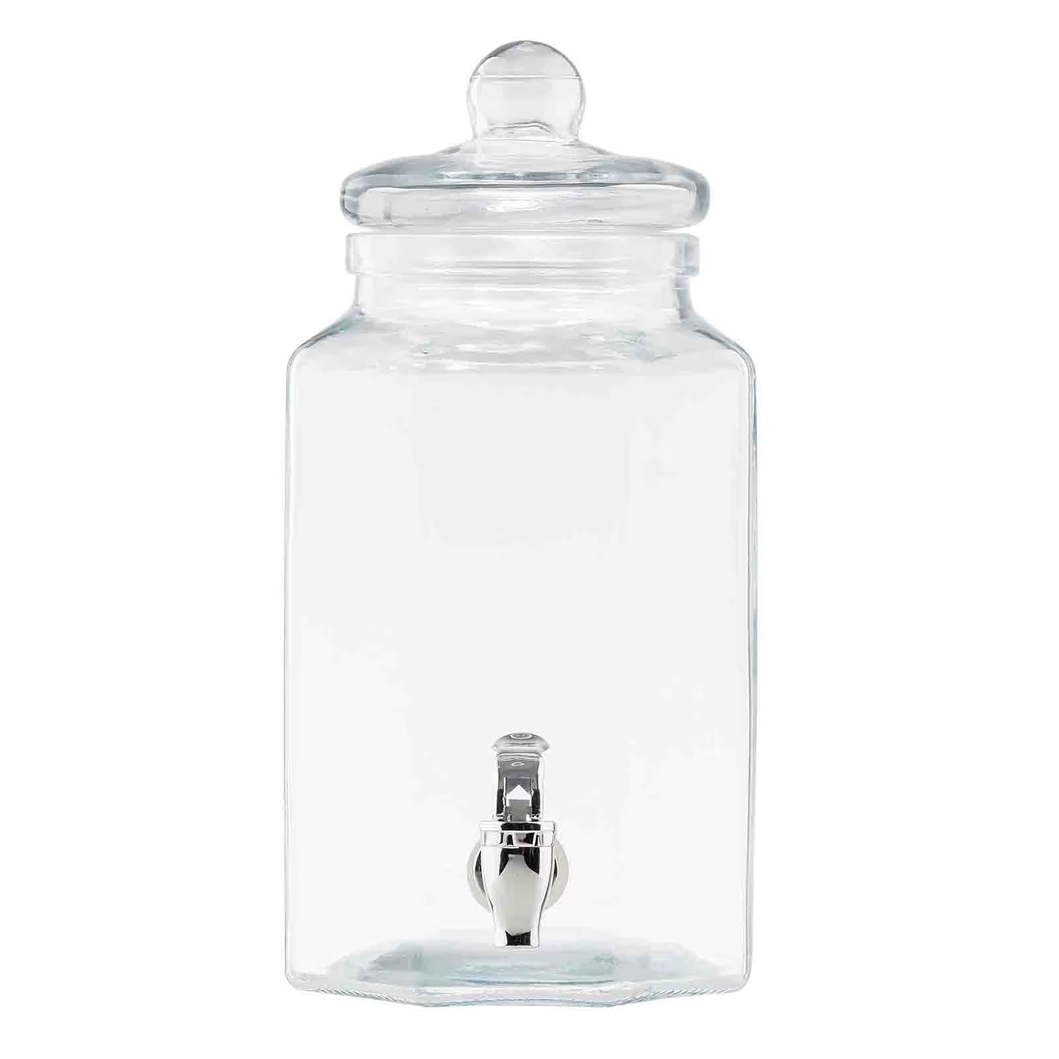 Tablecraft 12998 1 Gallon Octagon Glass Beverage Dispenser - Clear