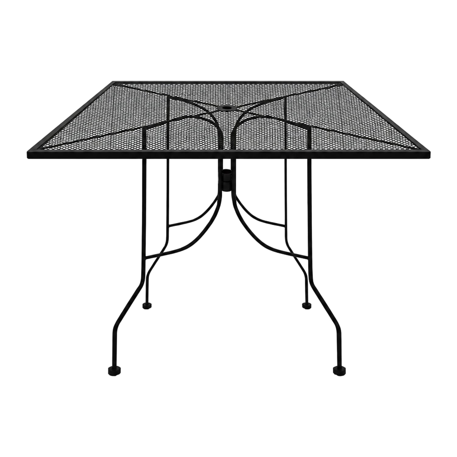 Oak Street OD3636-BAR 36 Square Indoor/Outdoor Bar Height Table w/ Umbrella Hole - Steel, Matte Black