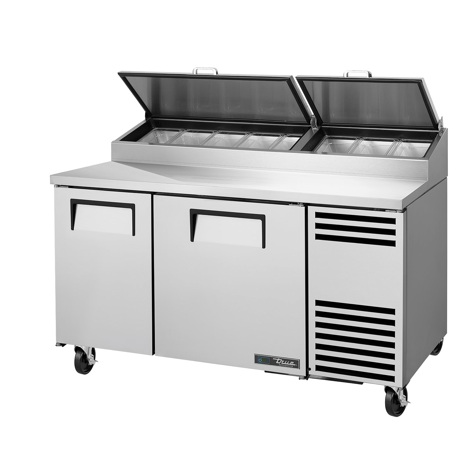 True TPP-AT-60-HC~HGTP-LP 60 1/4 Pizza Prep Table w/ Refrigerated Base, 115v, Stainless Steel | True Refrigeration