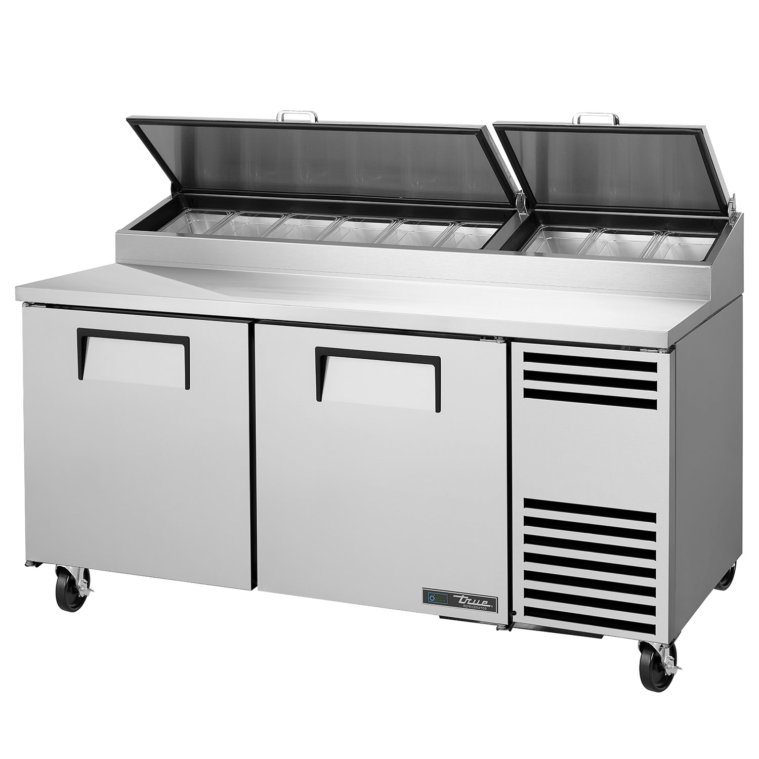 True TPP-AT-67-HC~HGTP-LP 67 3/8 Pizza Prep Table w/ Refrigerated Base, 115v, Stainless Steel | True Refrigeration