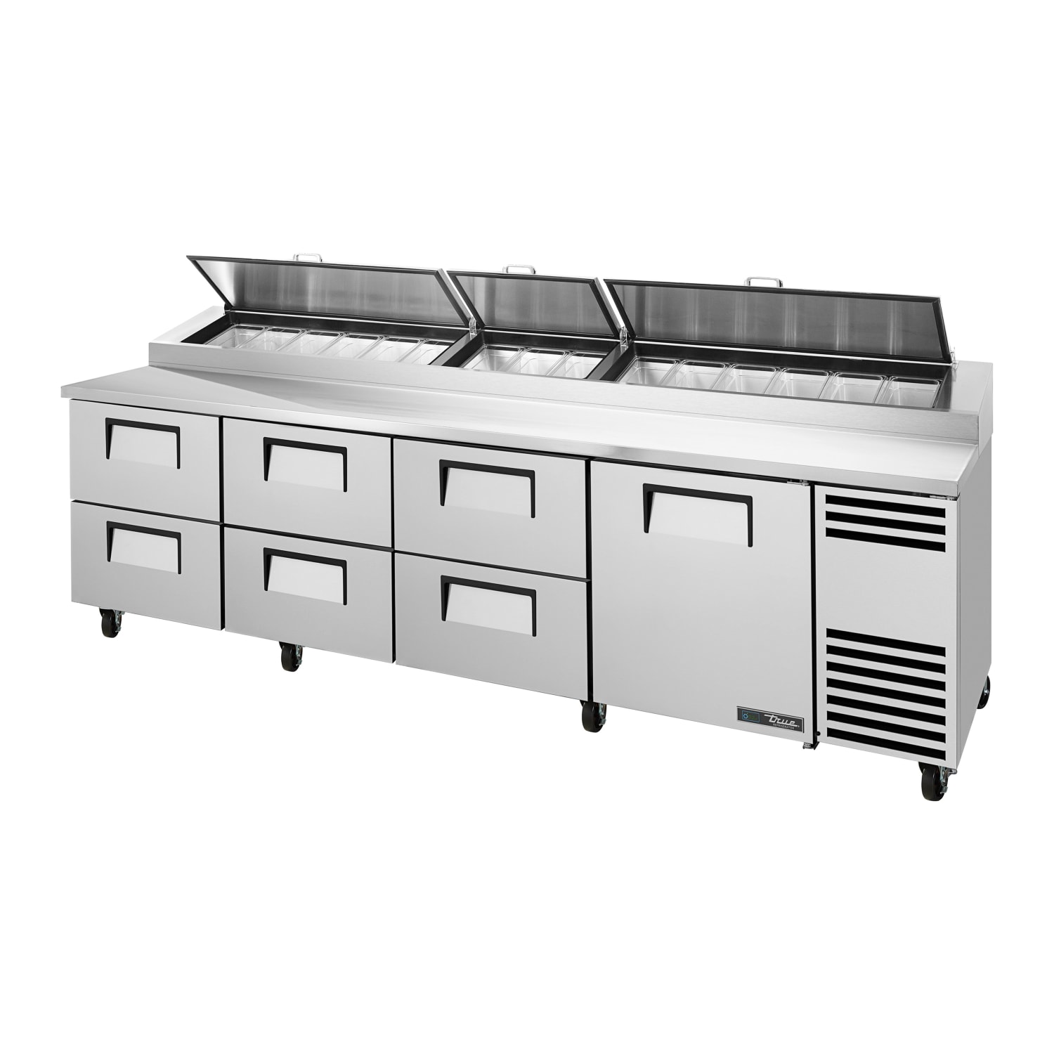 True TPP-AT-119D-6-HC~HGTP-LP 119 1/4 Pizza Prep Table w/ Refrigerated Base, 115v, Stainless Steel | True Refrigeration