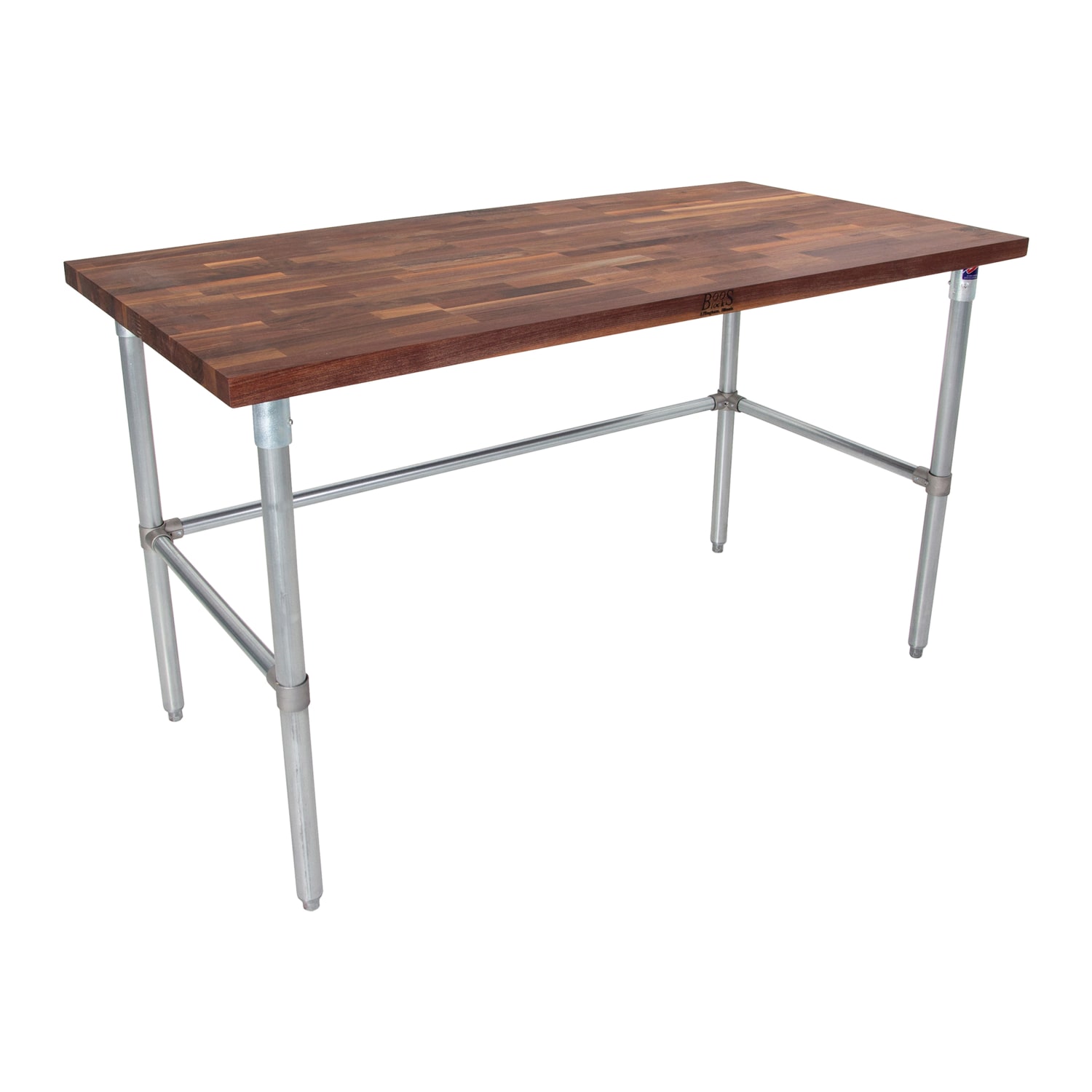 John Boos WAL-JNB02-O-X 1 1/2 Walnut Top Work Table w/ Open Base, 48L x 25D, Black