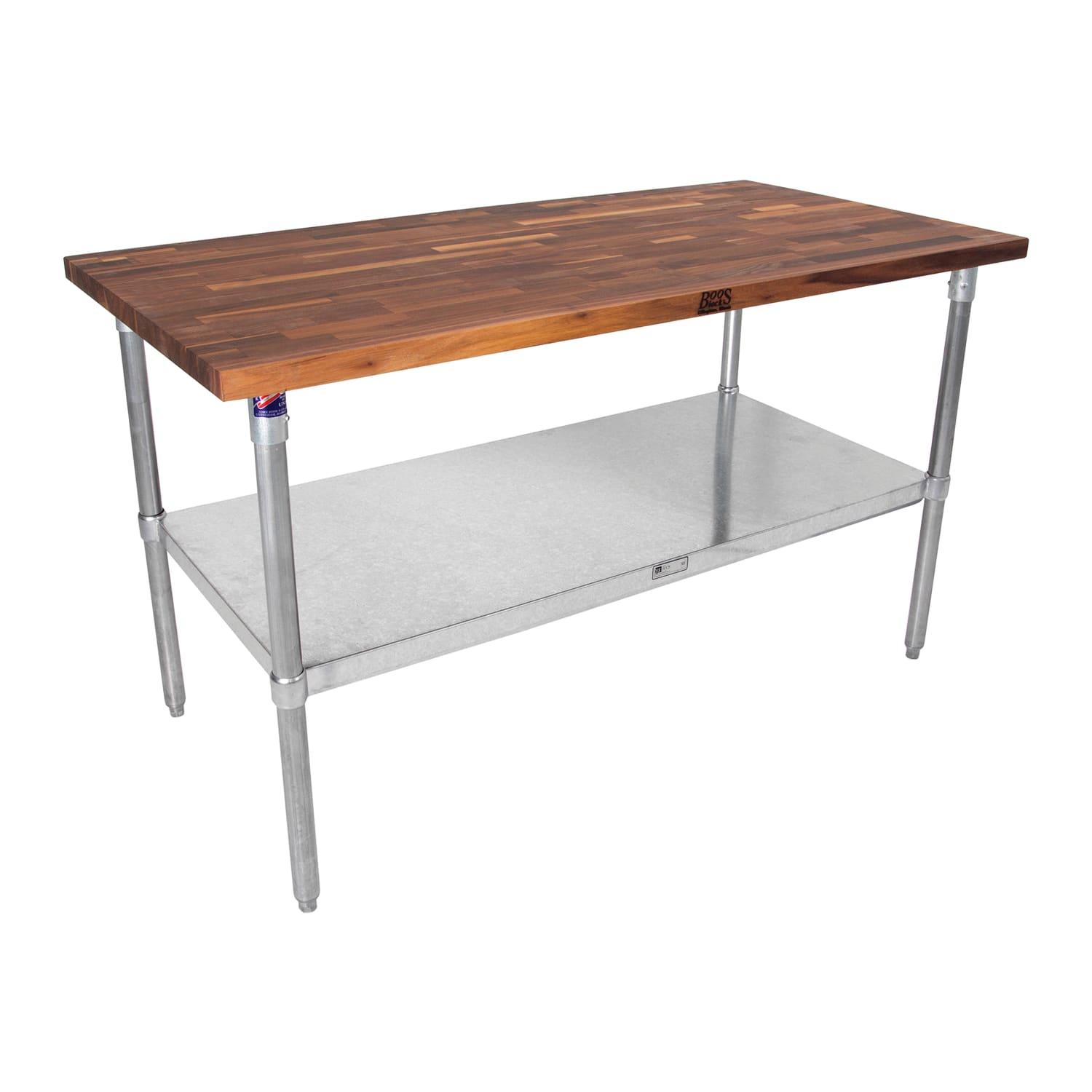 John Boos WAL-JNS09-O-X 1 1/2 Walnut Top Work Table w/ Undershelf, 48L x 30D, Black