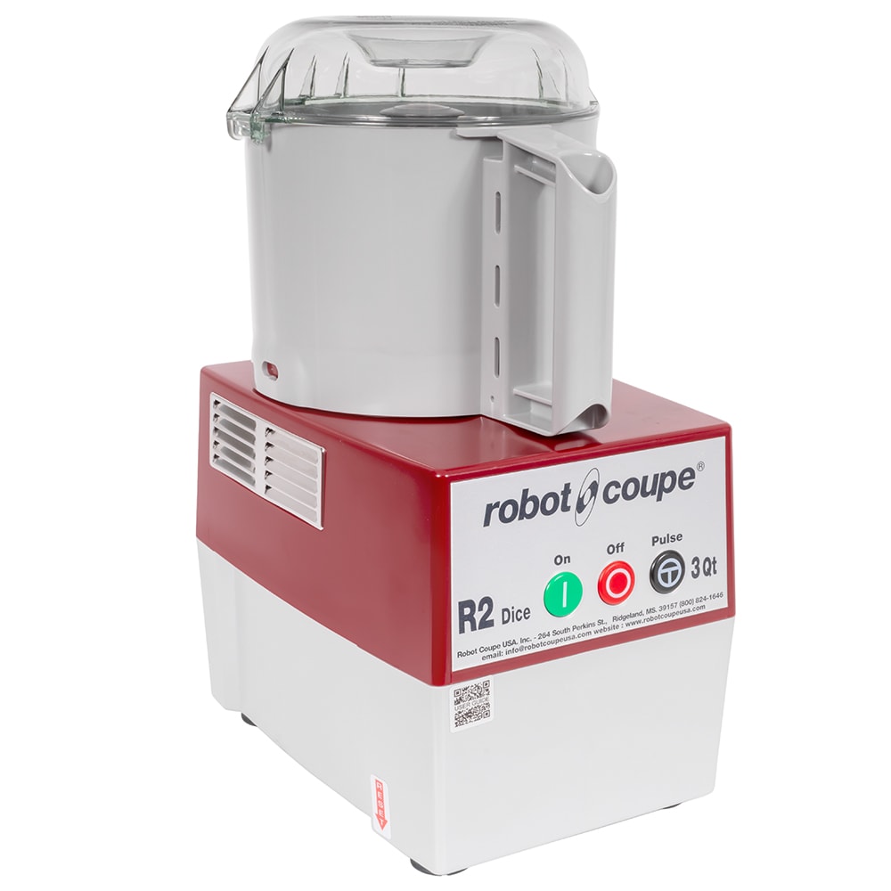 Robot Coupe R2 DICE 1 Speed Cutter Commercial Mixer Food Processor w/ 3.17 qt Bowl, 120v, 3-qt. Bowl & Veg. Prep Hopper, 1 Blade & 4 Discs, Stainless
