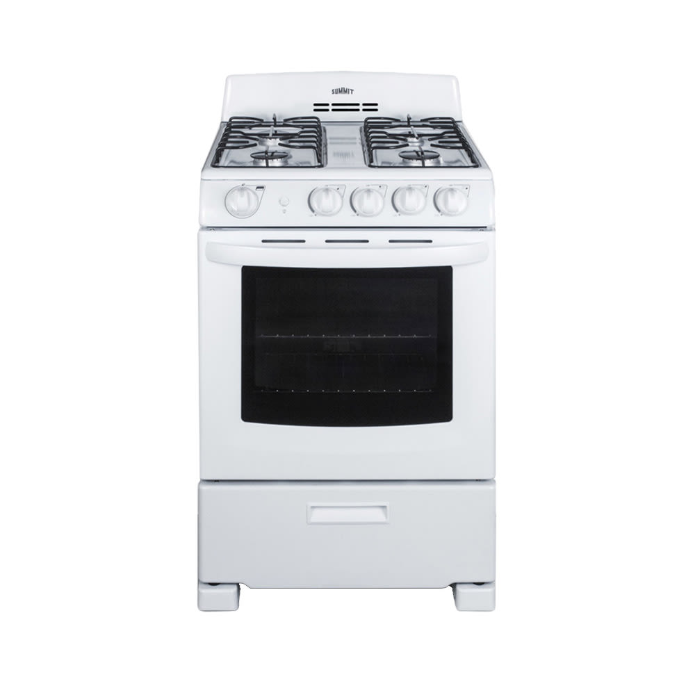 Summit RG244WS 24"W Gas Stove w/ (4) Burners - White, Natural Gas, Gas Type: NG