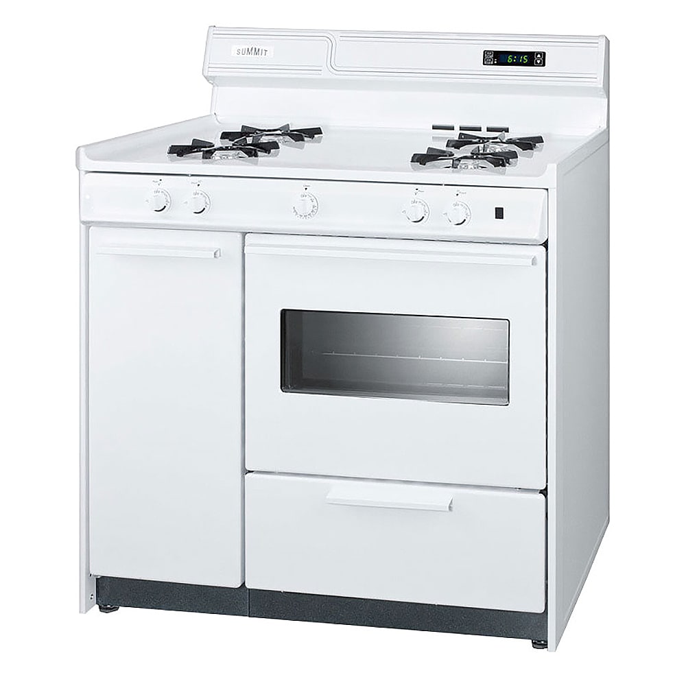 Summit WNM4307KW 36" Deluxe Gas Stove w/ Electronic Ignition, White, 2.92-cu ft, Natural Gas