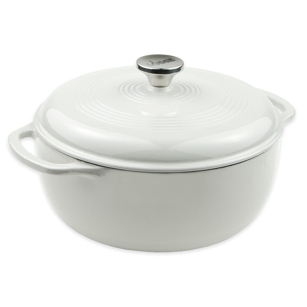 Lodge EC6D13 6 qt Cast Iron Dutch Oven, Enamel, Oyster White