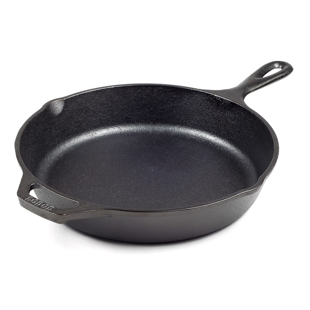 Lodge L8SK3 10 11/16" Round Seasoned Cast Iron Skillet w/ Handles, Oven Safe, Helper Handle, Black