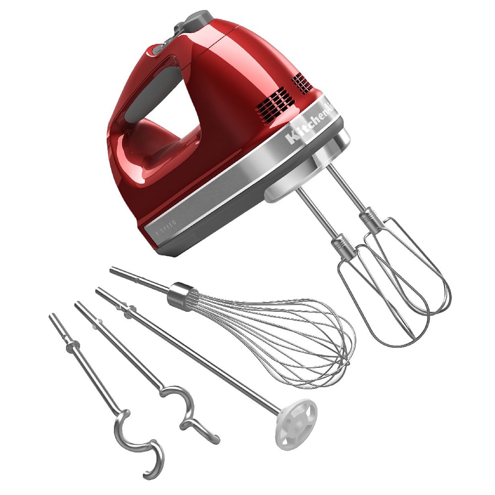 KitchenAid KHM926CA 9 Speed Hand Mixer w/ Exclusive Accessory Pack, Candy Apple Red, 120 V