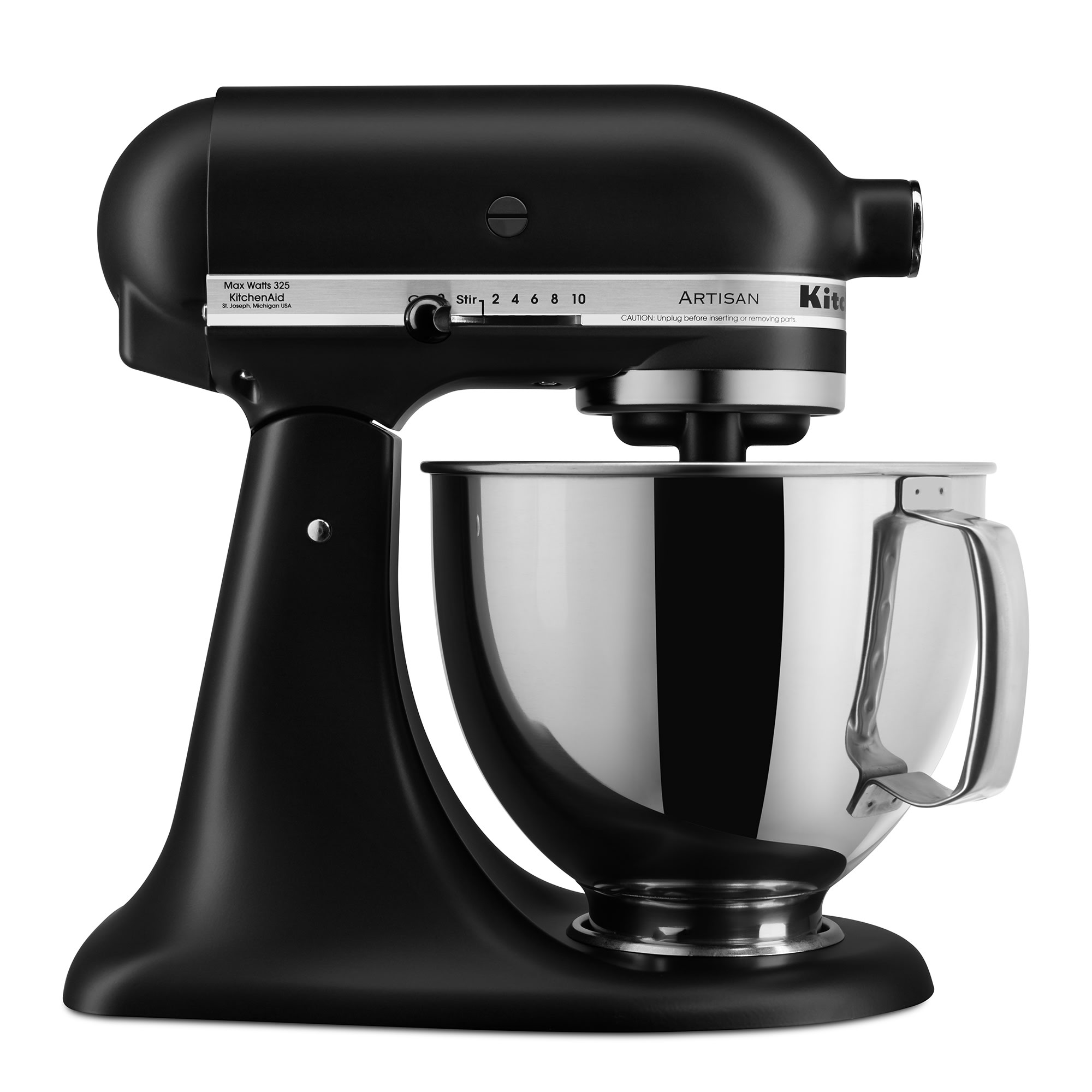 KitchenAid KSM150PSBM 10 Speed Artisan 5 Quart Tilt-Head Stand Mixer, Black Matte, 120 V