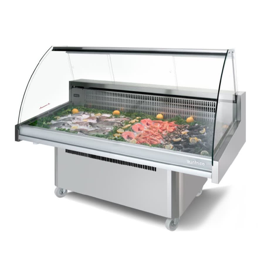 Infrico IDC-VML18 77" Full Service Fish Display Case w/ Curved Glass