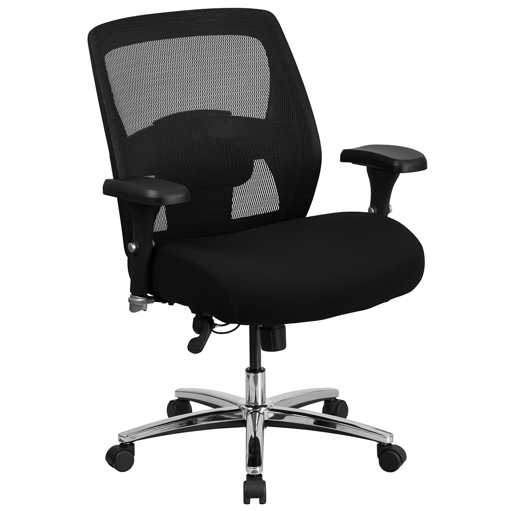 Flash Furniture GO-99-3-GG Hercules Swivel Big & Tall Office Chair w/ High Back - Black Mesh Back & Fabric Seat