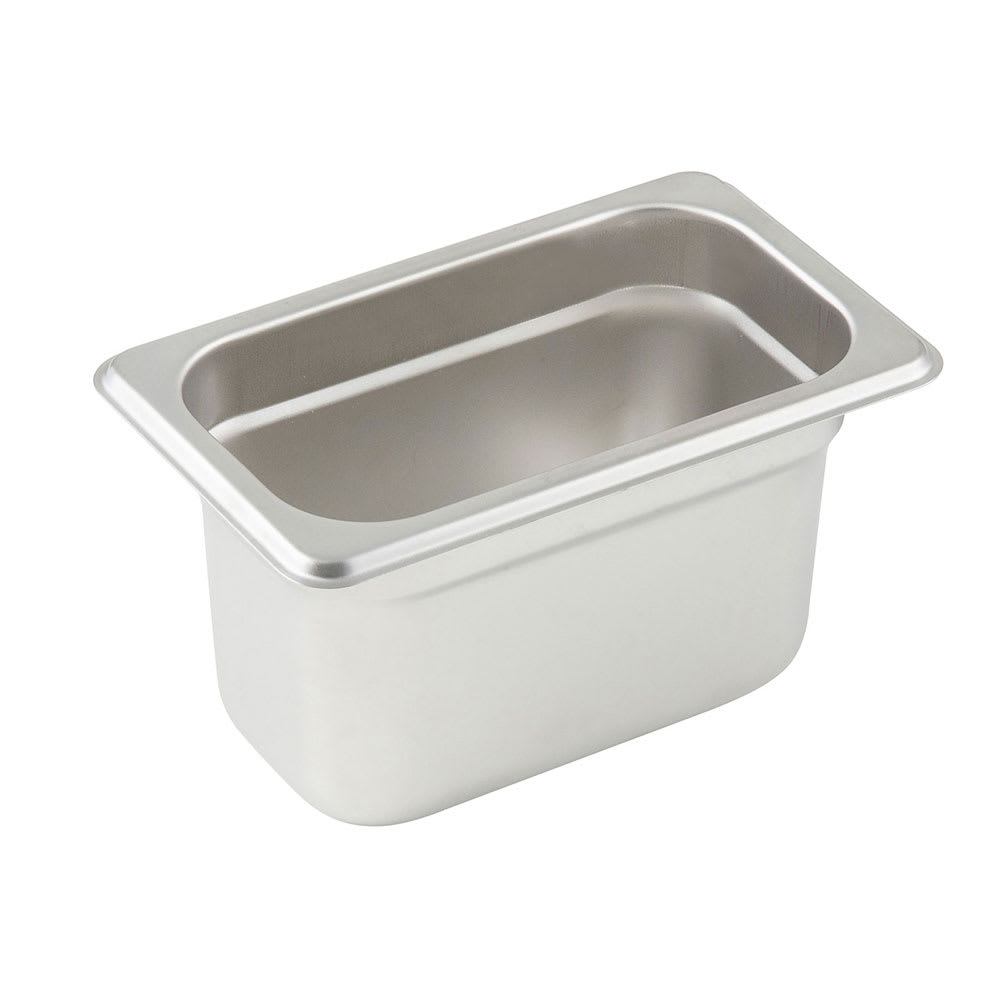 Winco SPJM-904 Ninth Size Steam Pan, Stainless Steel, Stainless Steel