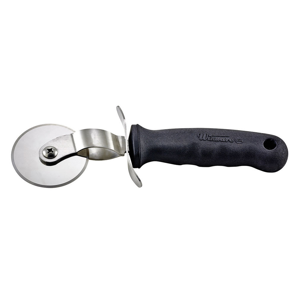 Winco VP-315 2 1/2" Pizza Cutter w/ Black Plastic Handle, Stainless Steel, Soft Grip Handle