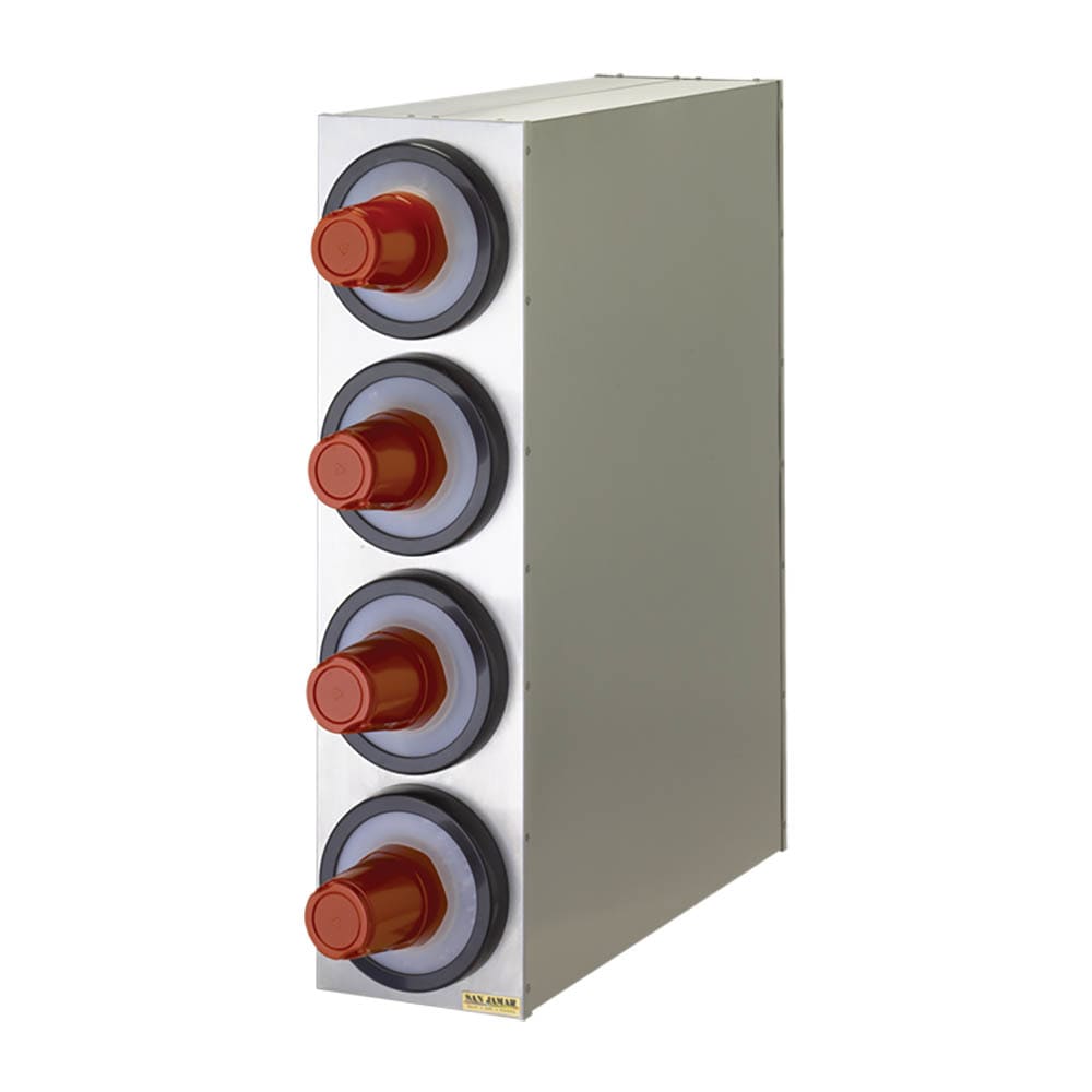 San Jamar C2804 Cup Dispenser, Cabinet, 4 Compartment, All Cup Types, Stainless Steel