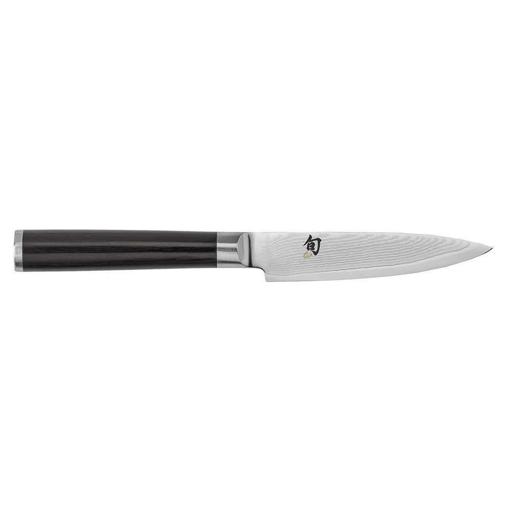 Shun Classics Paring Knife, 4" Blade, D Shaped PakkaWood Handle, Stainless Steel
