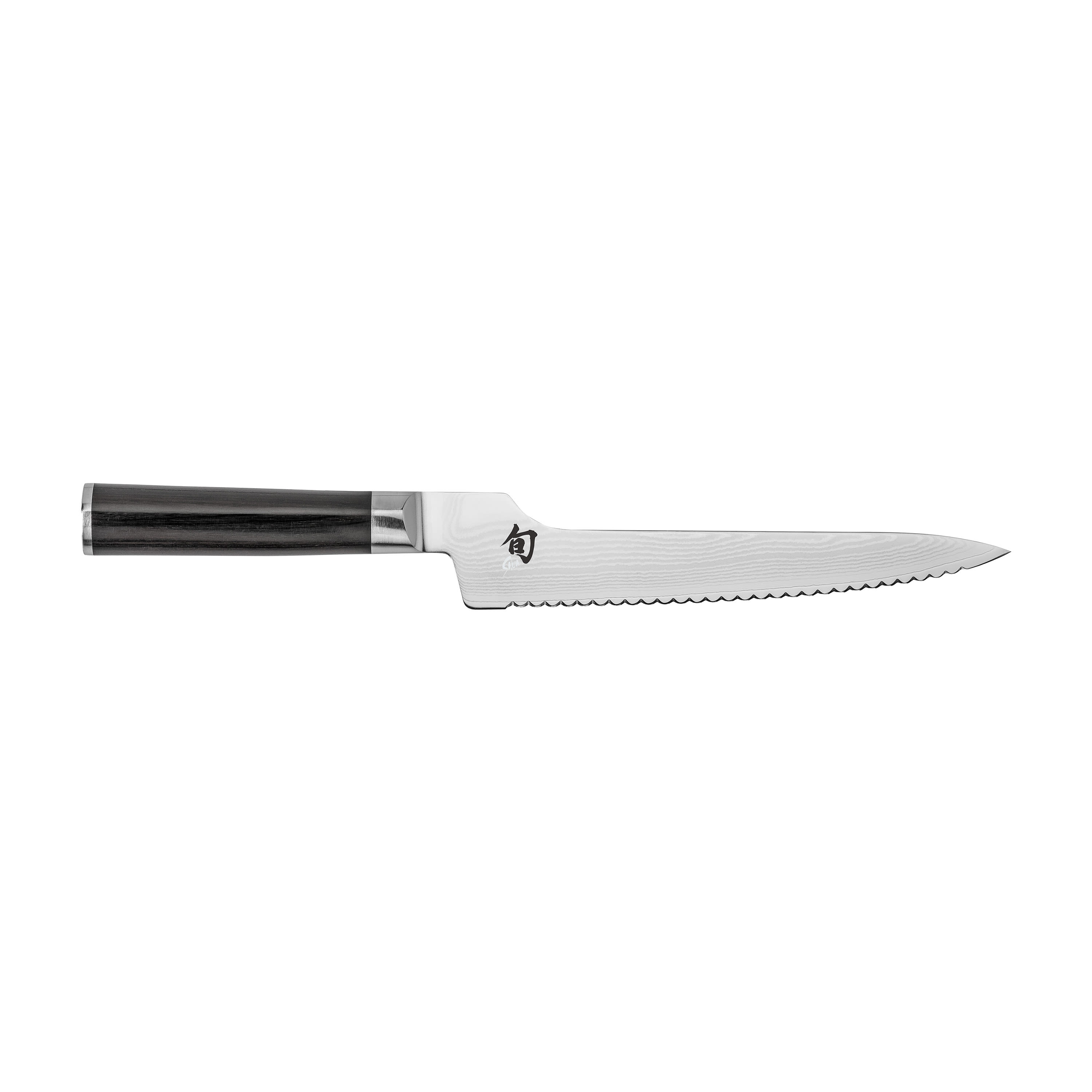 Shun Offset Bread Knife w/ 9" Blade & D Shaped PakkaWood Handle, Stainless Steel
